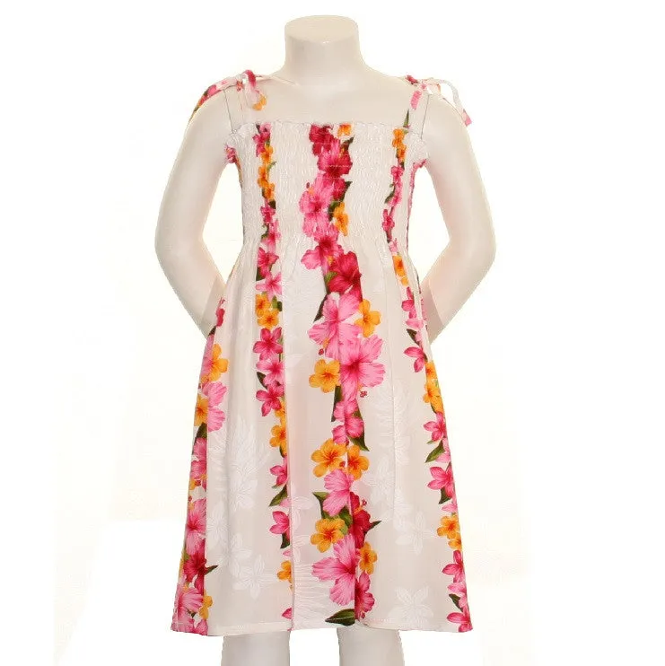 Tube Dress with Plumeria Panel for Girls