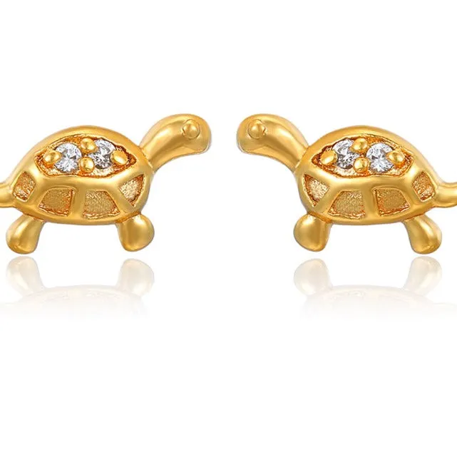 Gold Plated Sea Turtle Stud Earrings