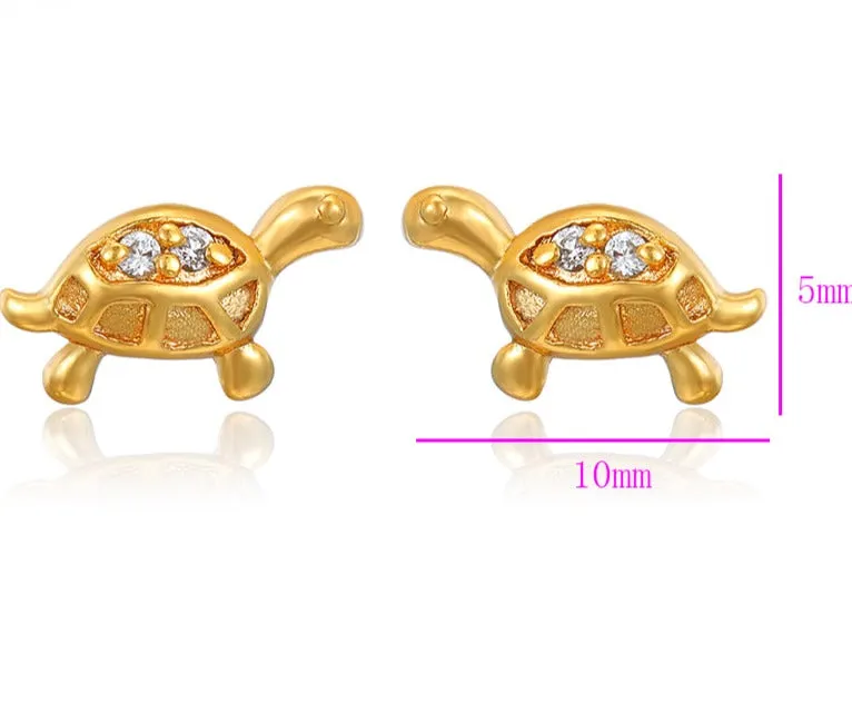 Gold Plated Sea Turtle Stud Earrings