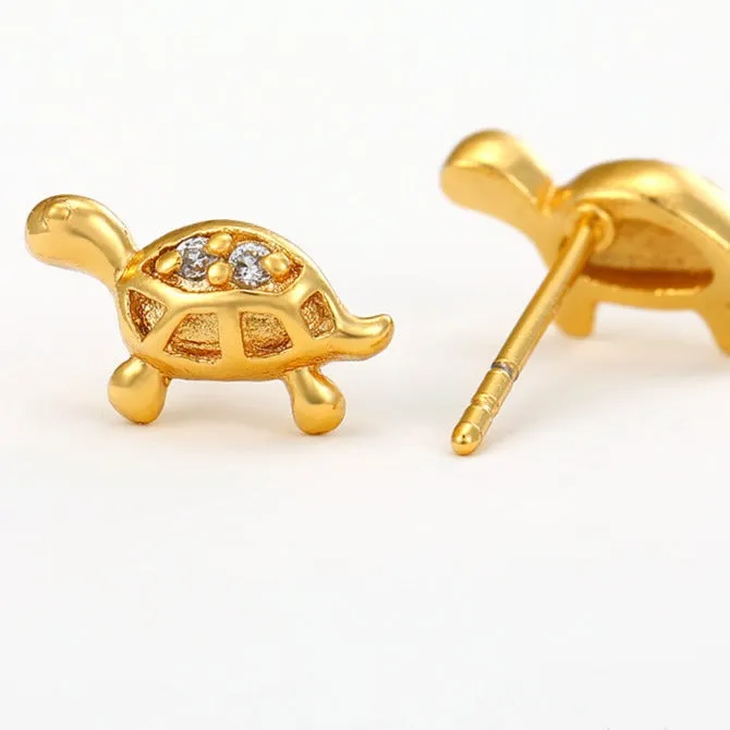 Gold Plated Sea Turtle Stud Earrings