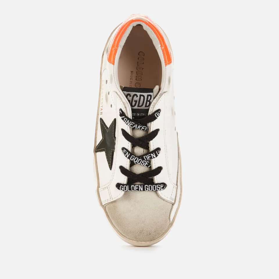 Golden Goose Kids' Superstar Trainers - White/Army Green/Orange - UK 10 Kids | Coggles