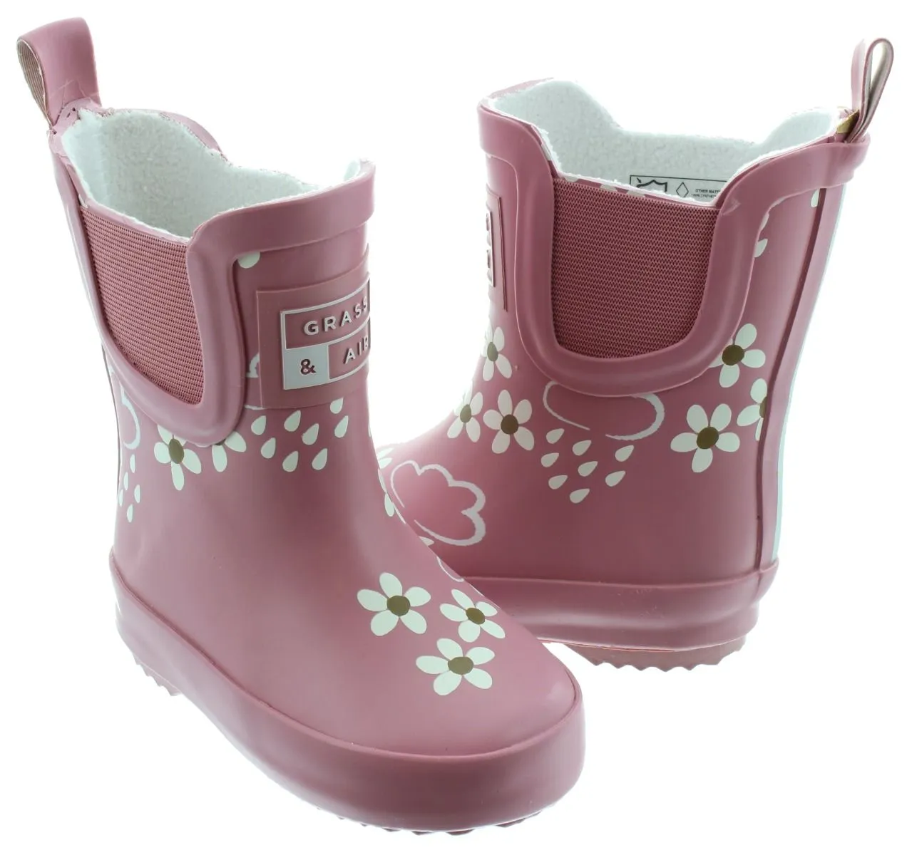 Grass And Air Kids GA312 Flower Wellys In Pink