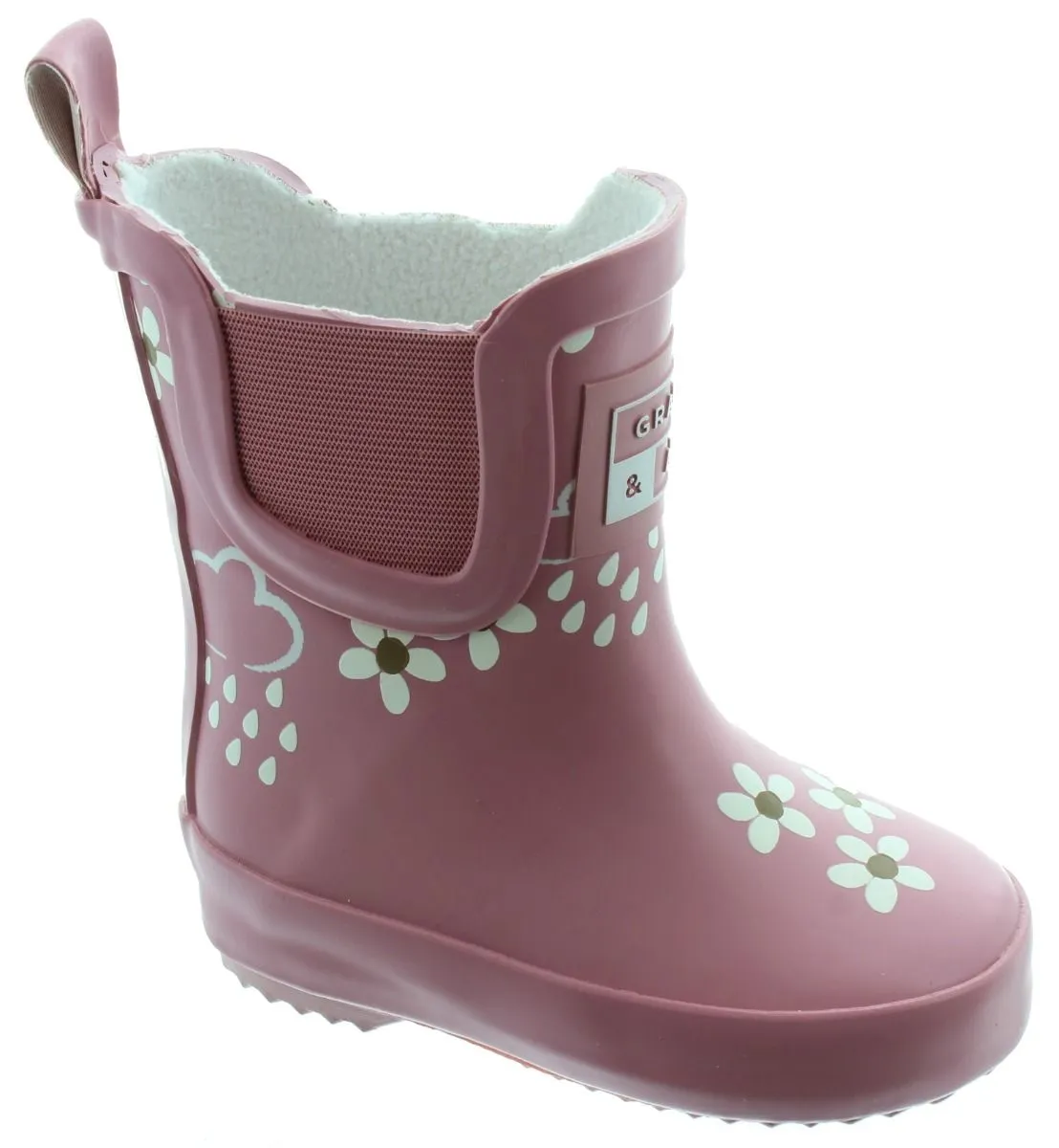 Grass And Air Kids GA312 Flower Wellys In Pink