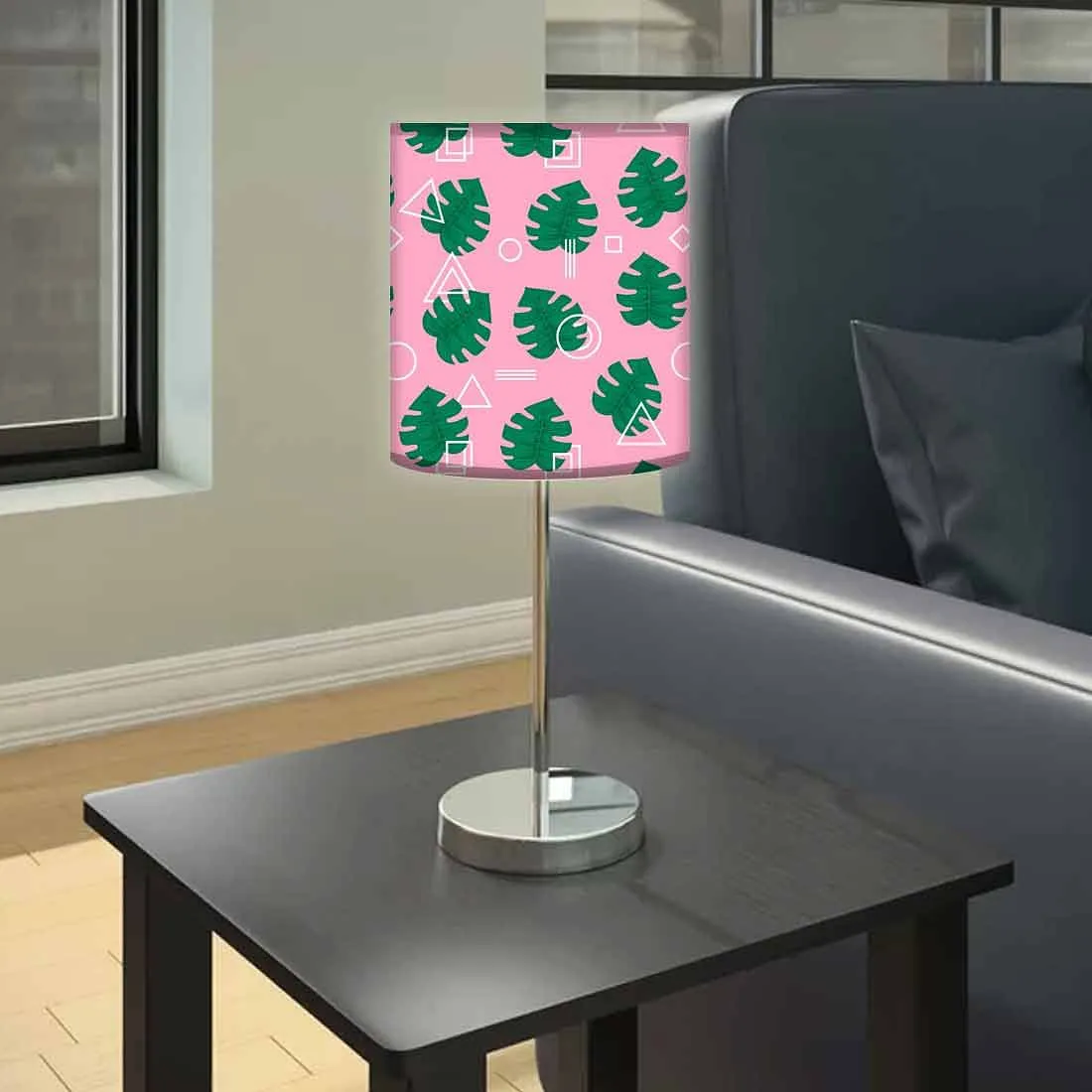 Green Monstera Hipster Pink Table Lamps for Kids