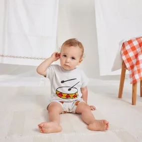 Grey Play The Drum T-shirt for Baby by Bobo Choses