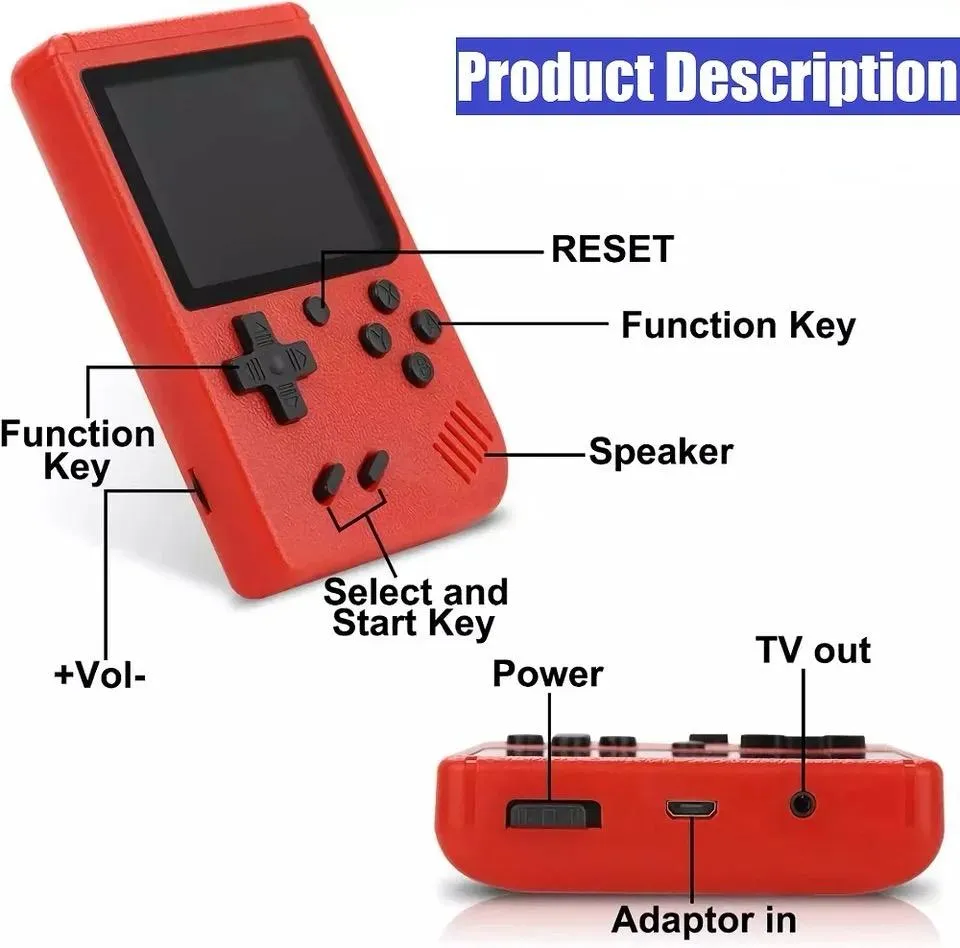 Assorted Color Retro Video Game Console with Classic LCD Screen and Handheld Controller, Pocket TV