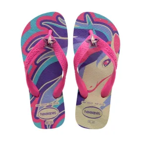 Beige Pink Unicorn Kids Havaianas Fantasy FC Flip Flops for Girls