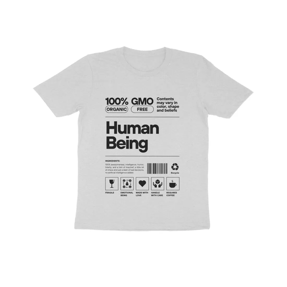 Human Being Typography Print Cotton T-Shirt Kids