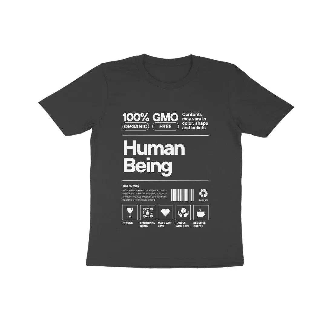 Human Being Typography Print Cotton T-Shirt Kids