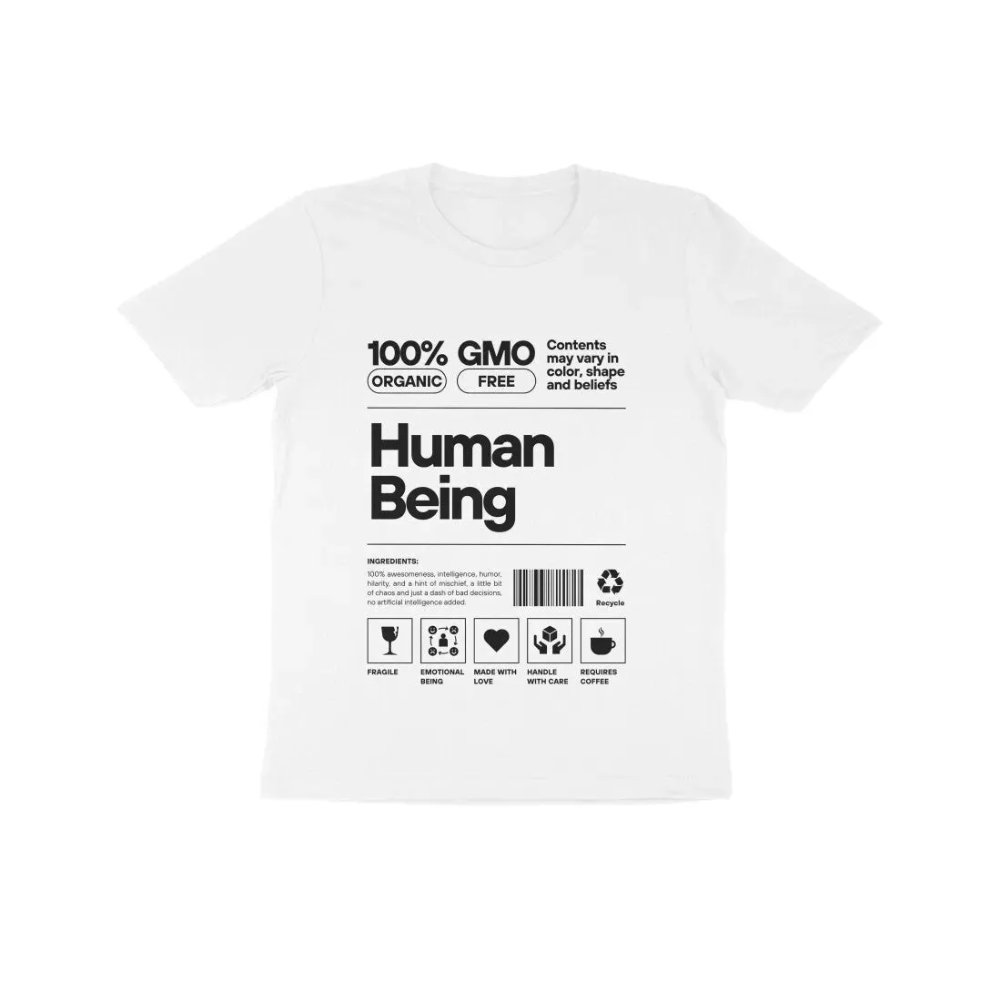 Human Being Typography Print Cotton T-Shirt Kids