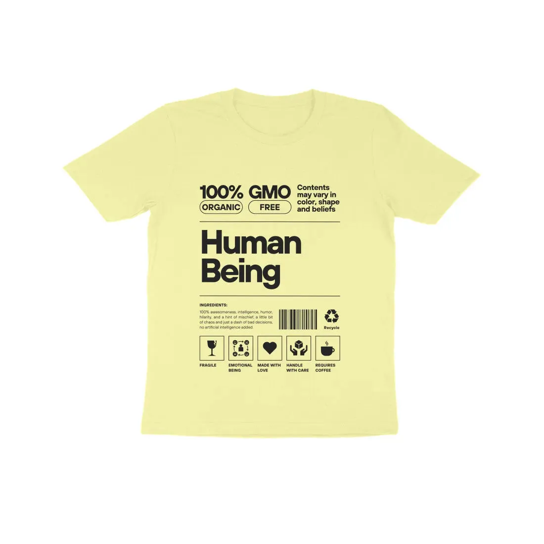 Human Being Typography Print Cotton T-Shirt Kids