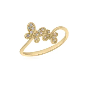 UNICORNJ 14K Yellow Gold Double Butterfly CZ Bypass Ring from Italy