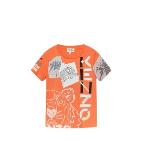 Kenzo Kids Tiger Motifs T-Shirt - Orange