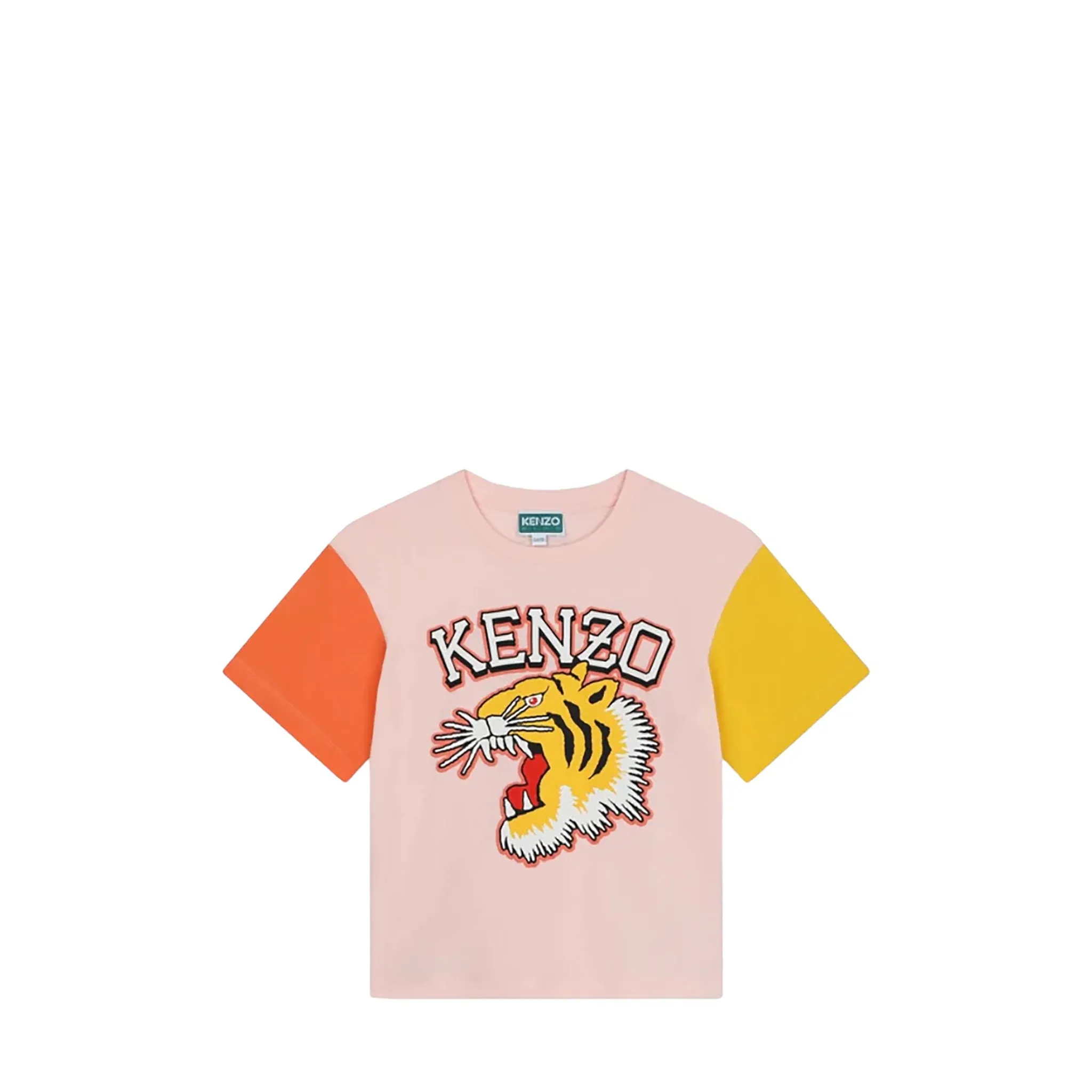 Kenzo Kids Varsity Tiger Colorblock Short Sleeve T-Shirt