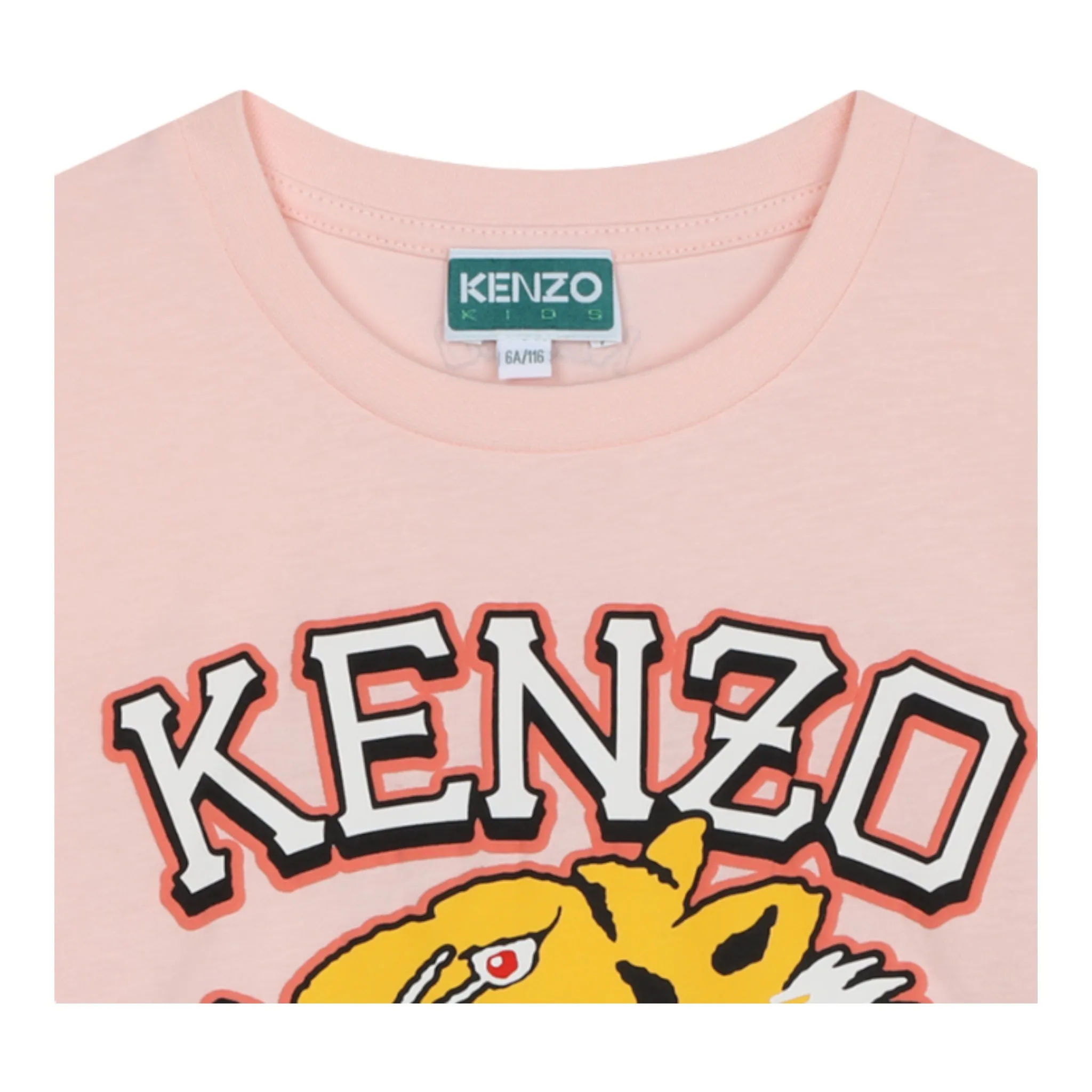 Kenzo Kids Varsity Tiger Colorblock Short Sleeve T-Shirt