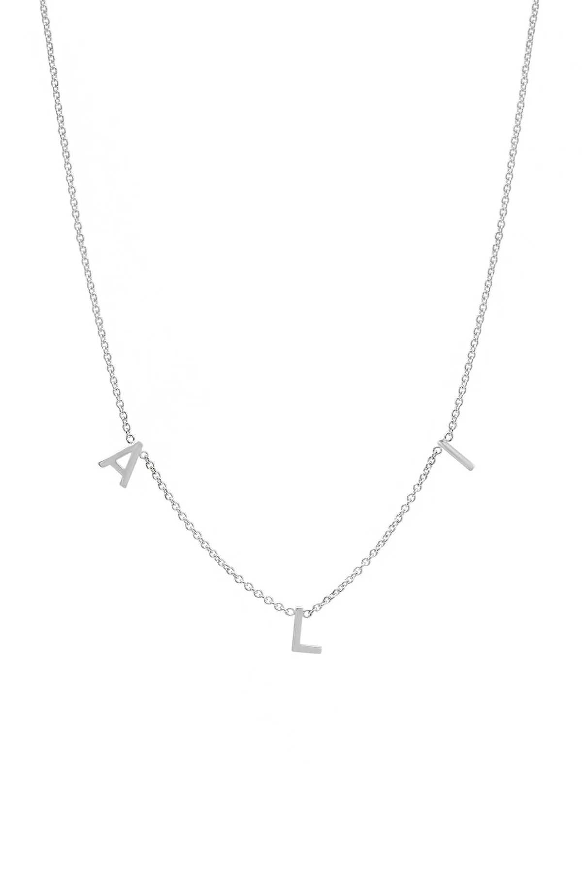 Children's 14k White Gold Spaced Letter Necklace