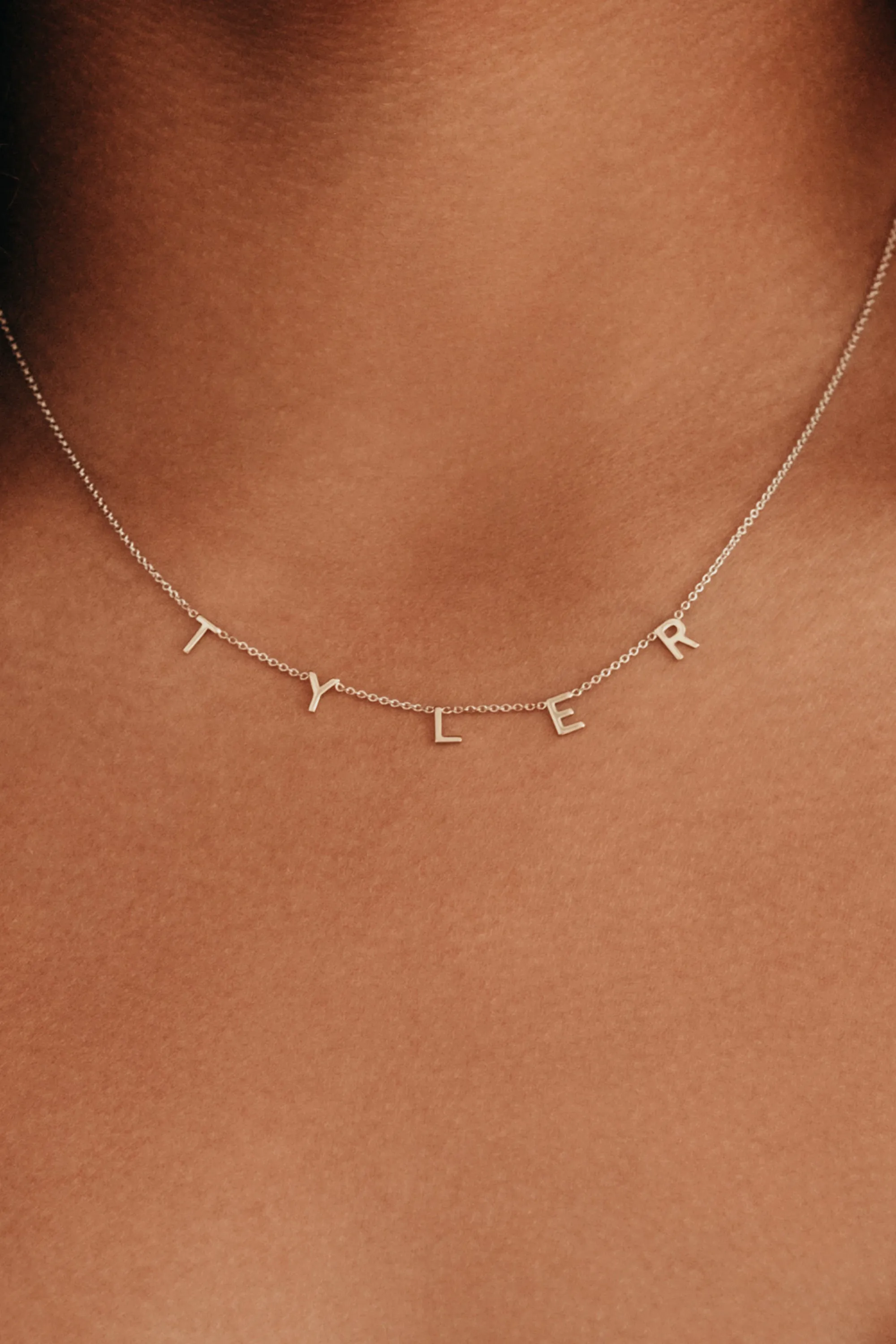 Children's 14k White Gold Spaced Letter Necklace