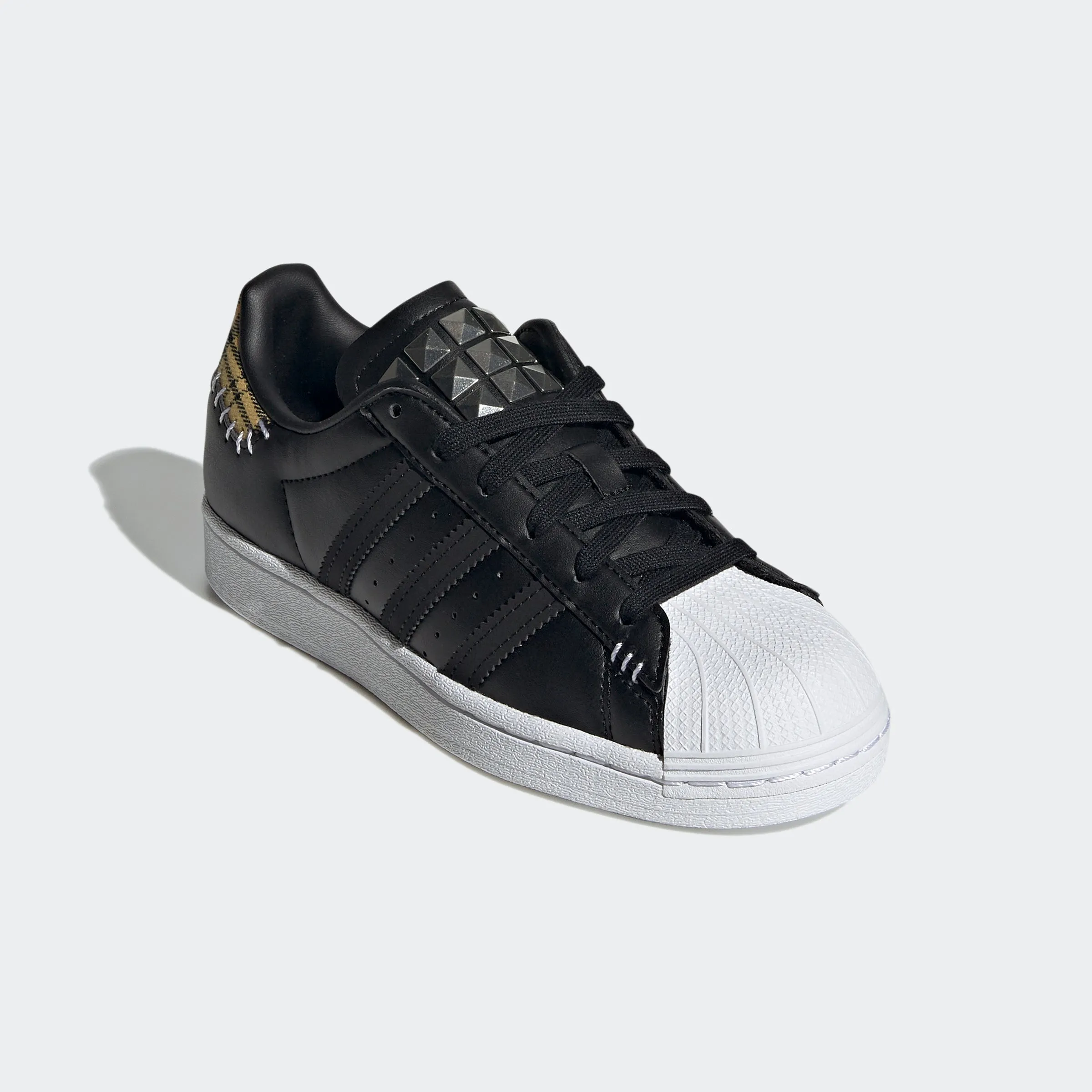 Kids’ adidas Originals Superstar Shoes Black Plaid