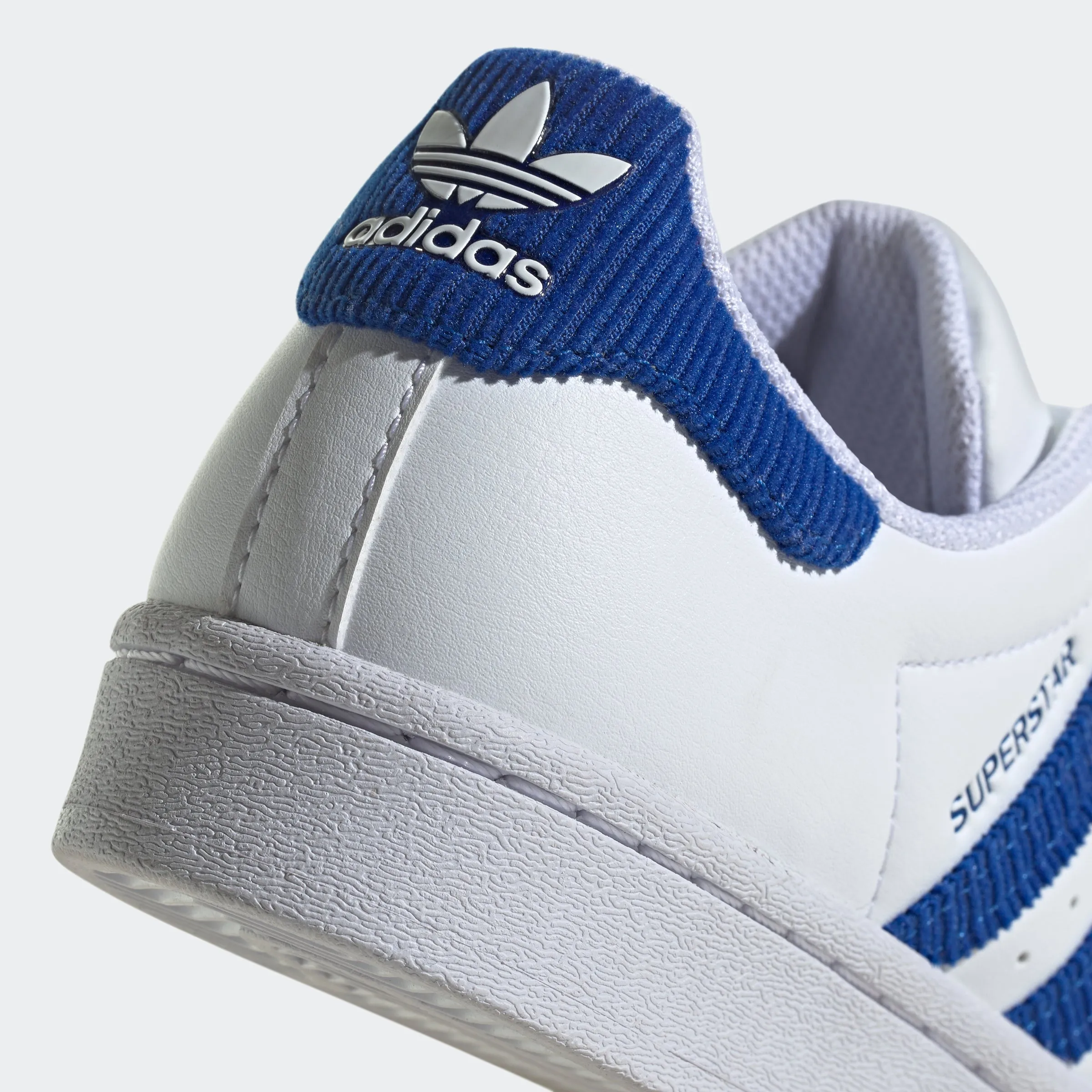 Kids’ adidas Originals Superstar Shoes White Blue Corduroy