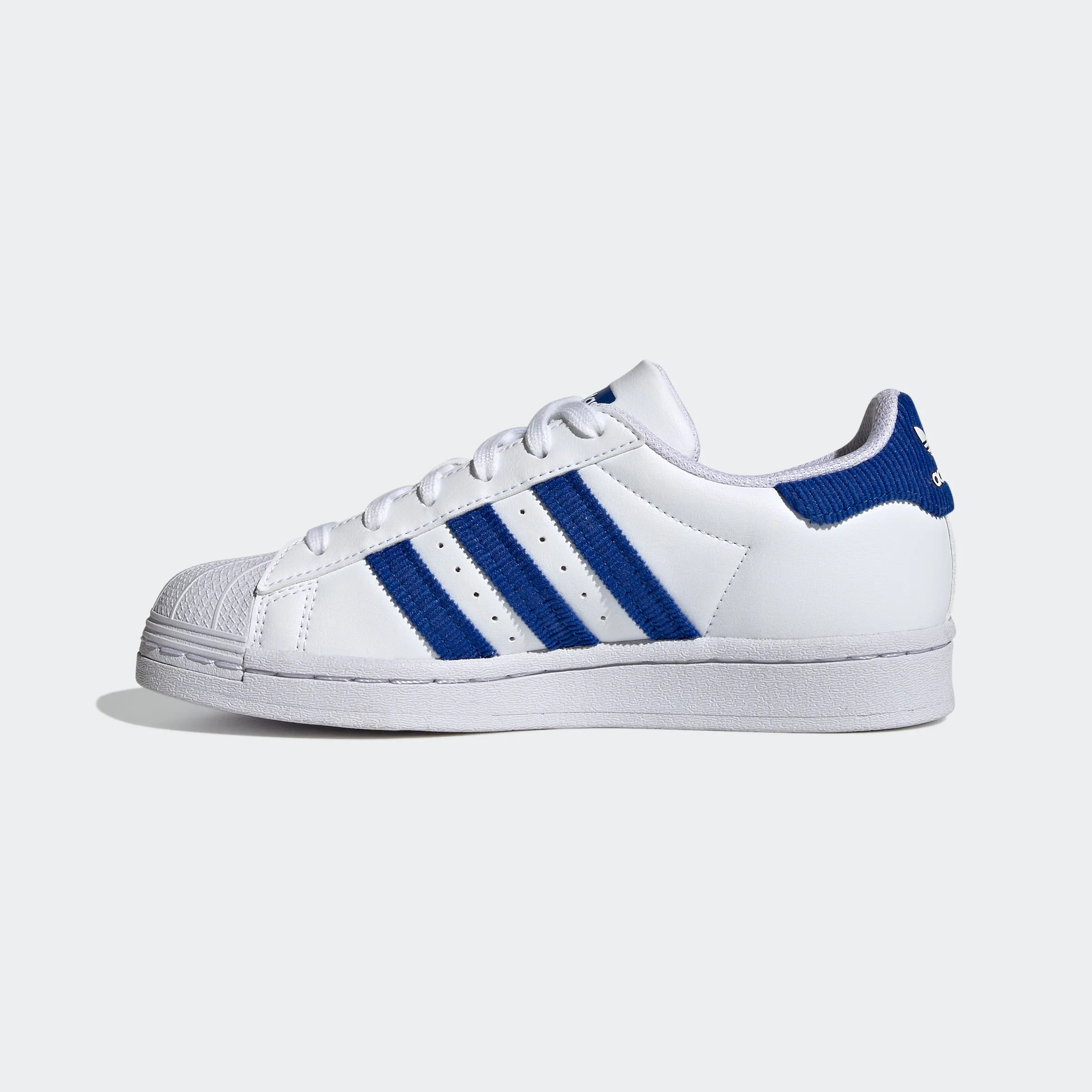 Kids’ adidas Originals Superstar Shoes White Blue Corduroy