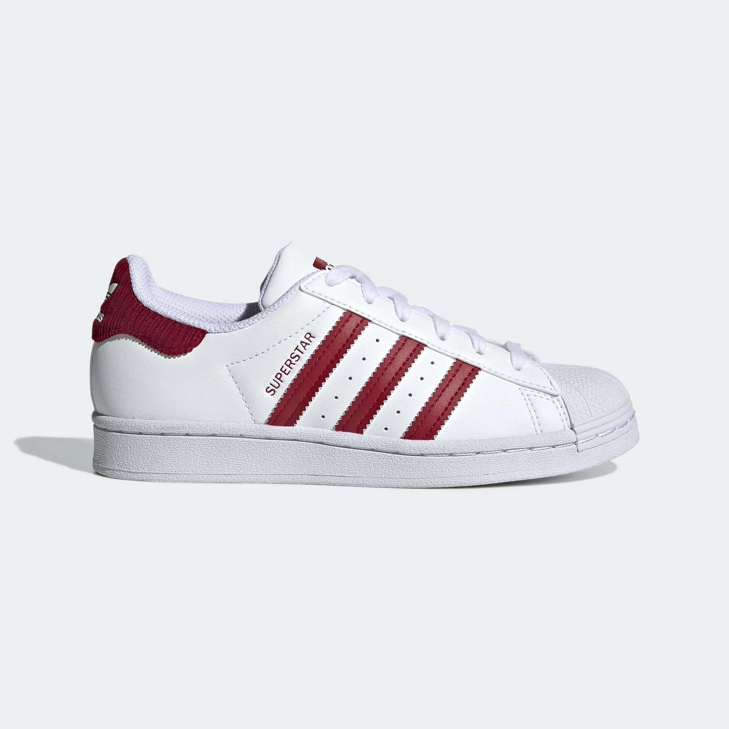 Kids’ adidas Originals Superstar Shoes White Burgundy