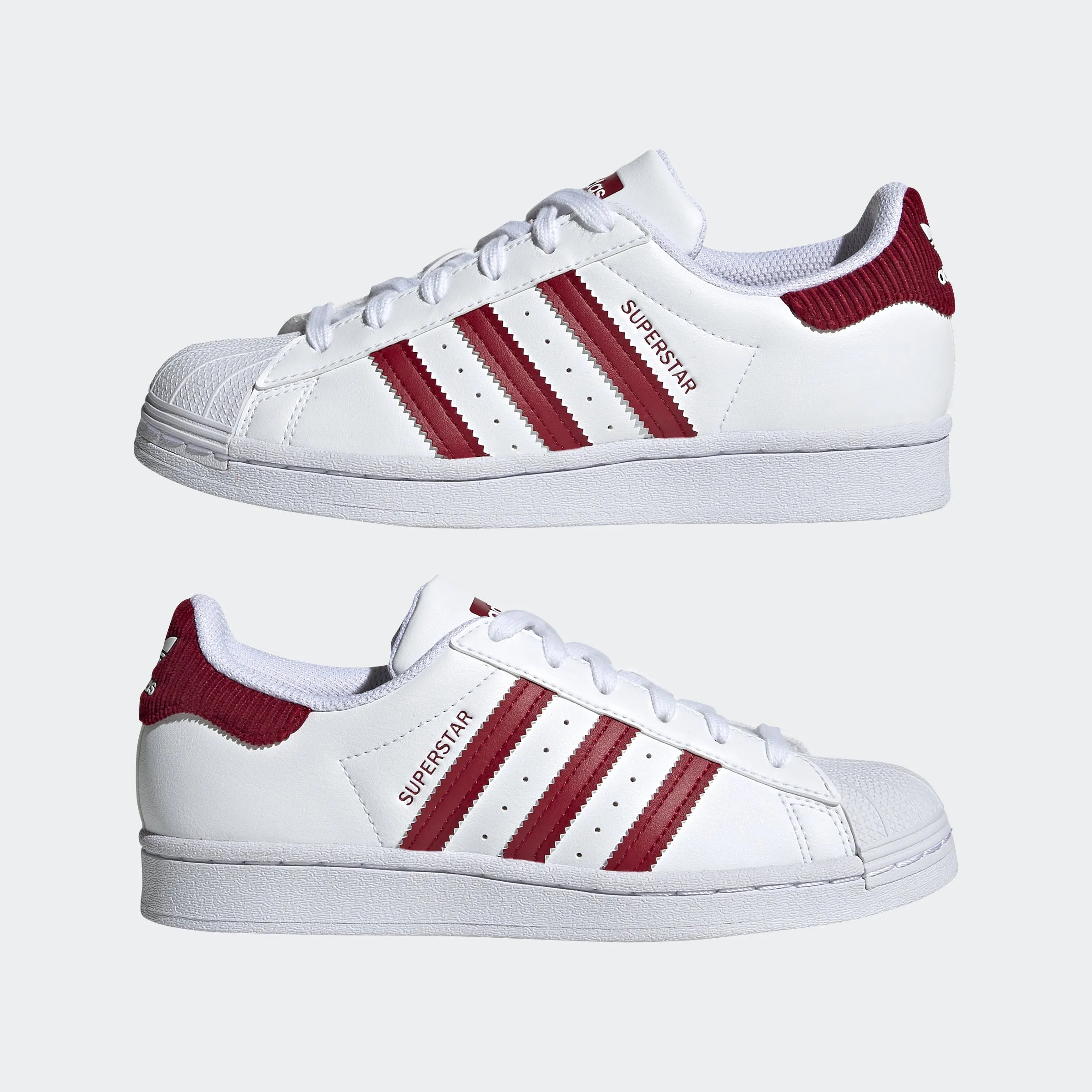 Kids’ adidas Originals Superstar Shoes White Burgundy