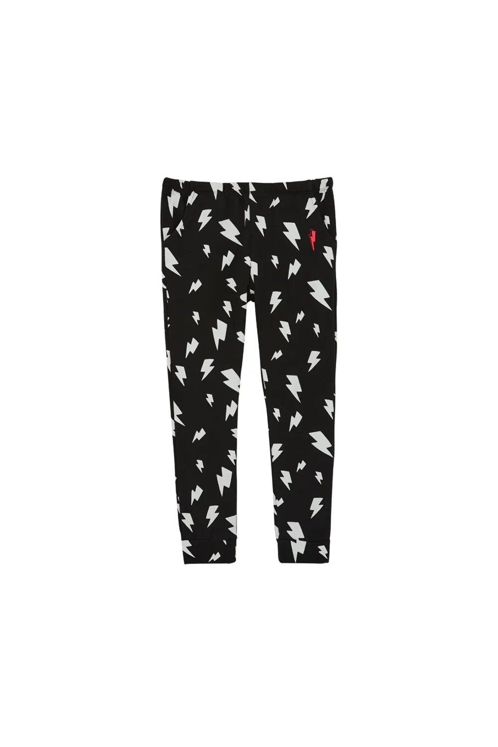 Kids Black with White Lightning Bolt Joggers