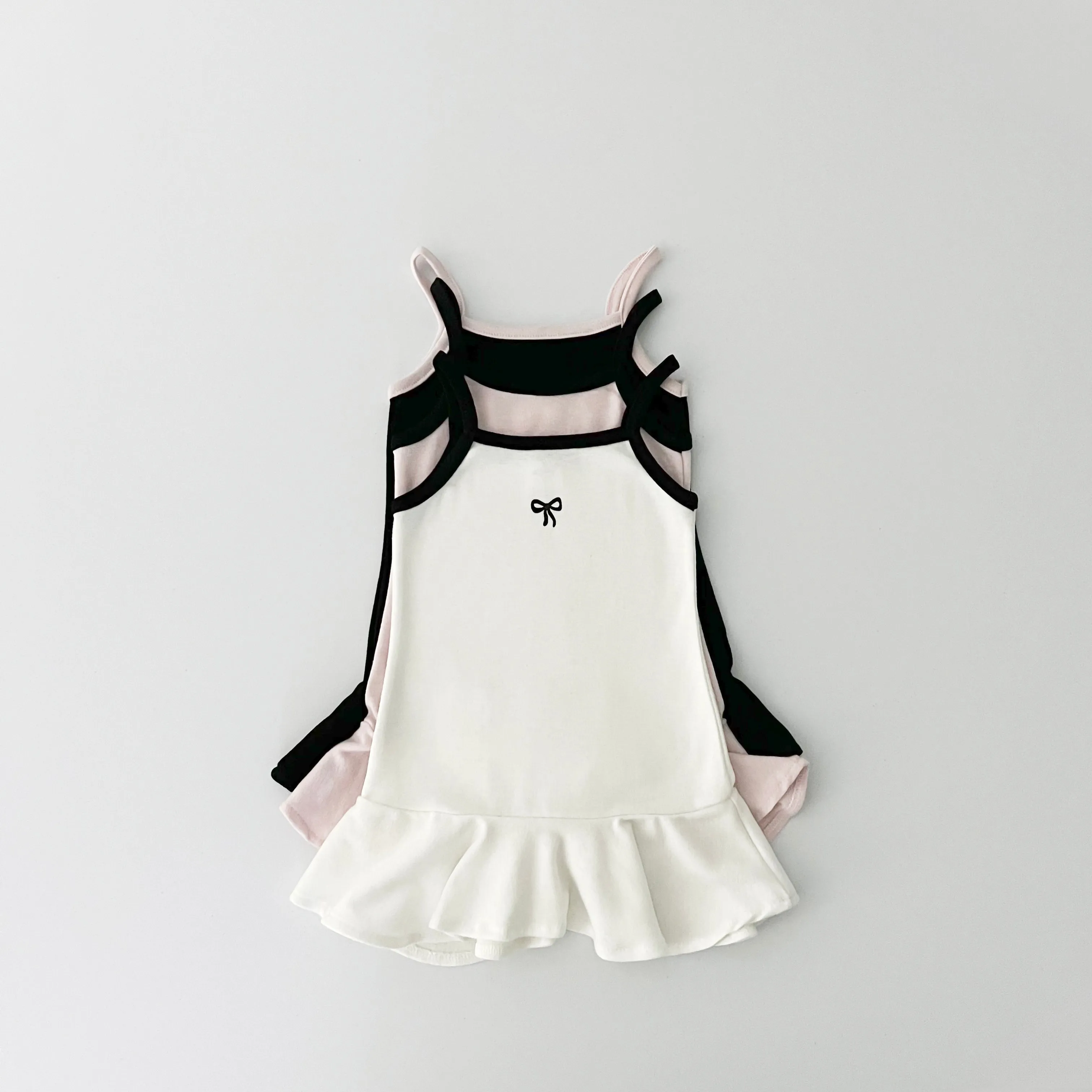 Kids Bow Print Contrast Trim Sleeveless Dress (2-7y) - 3 Colors