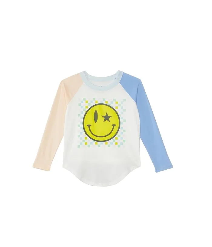 Kids Checkered Smiley Raglan Tee,