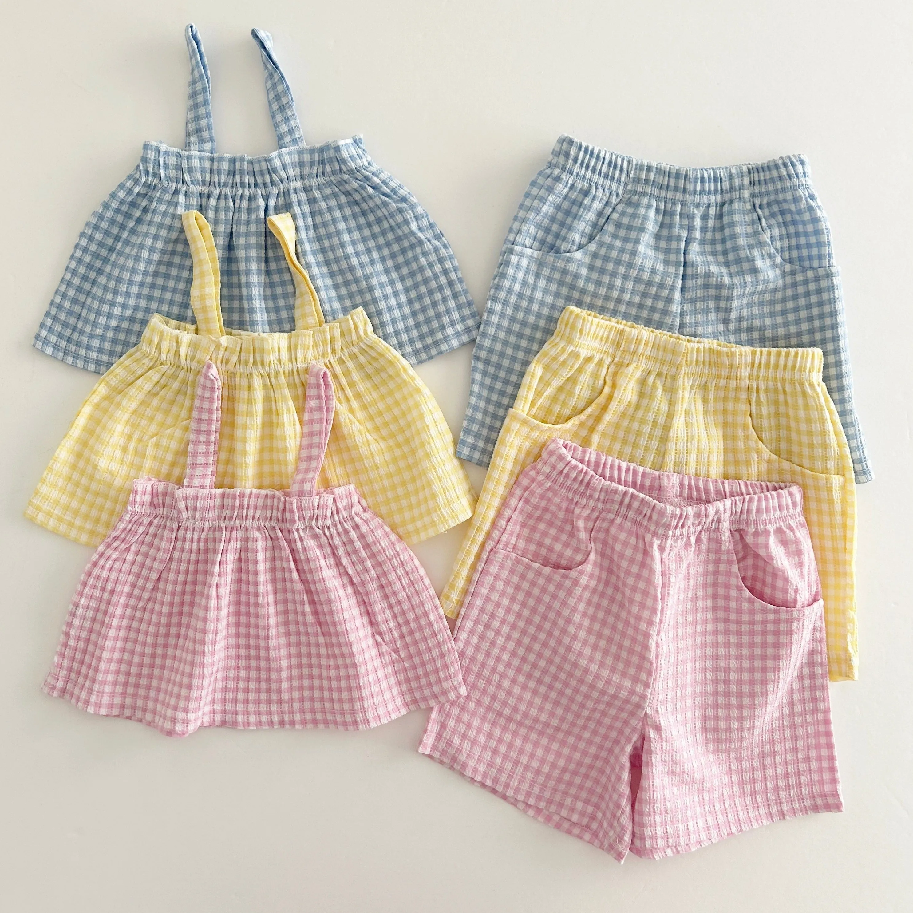 Kids Cool Plaid Tank Top and Shorts Set (2-7y) - 3 Colors