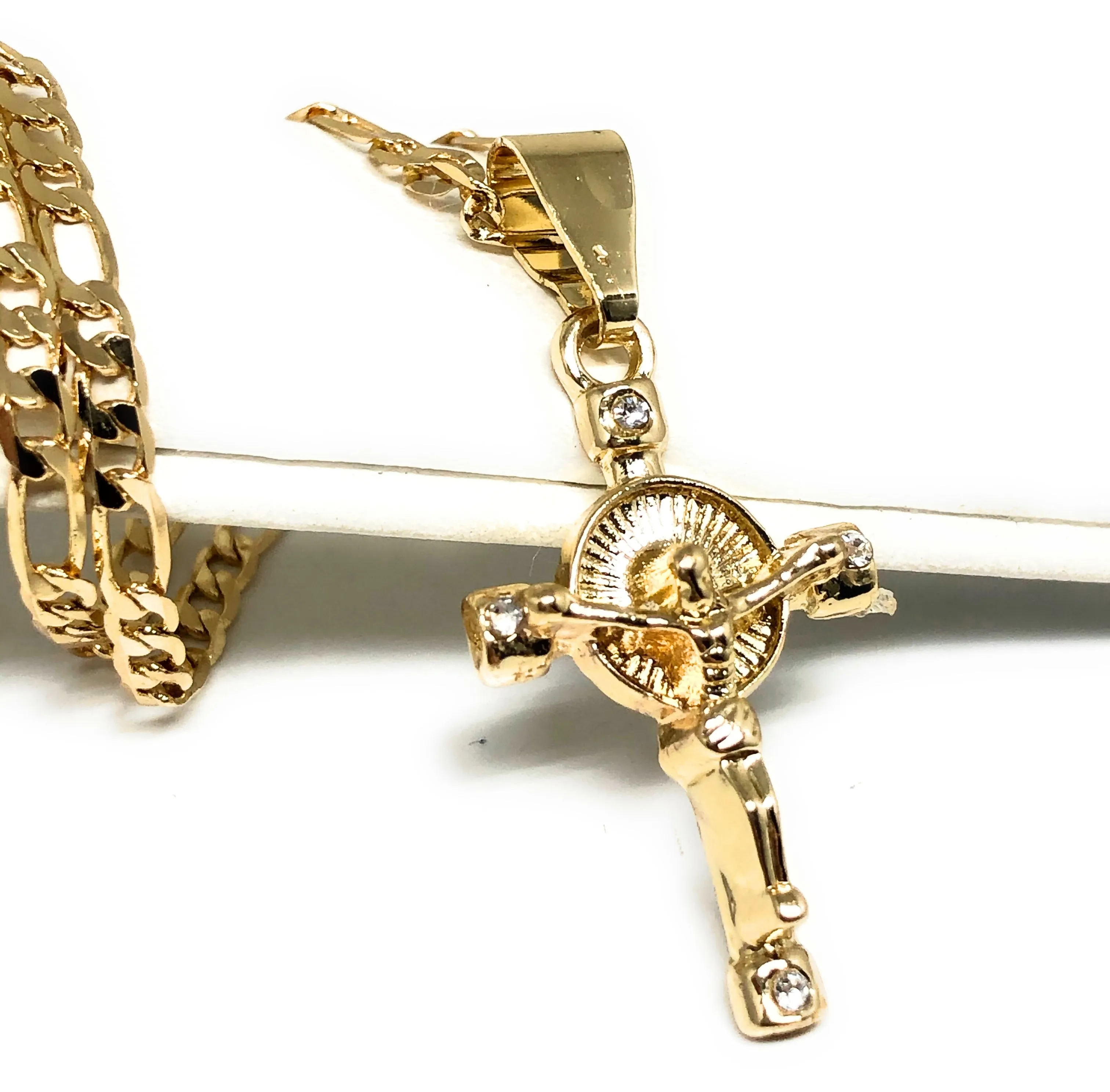 Kids Gold Plated Cross Crucifix Pendant Necklace