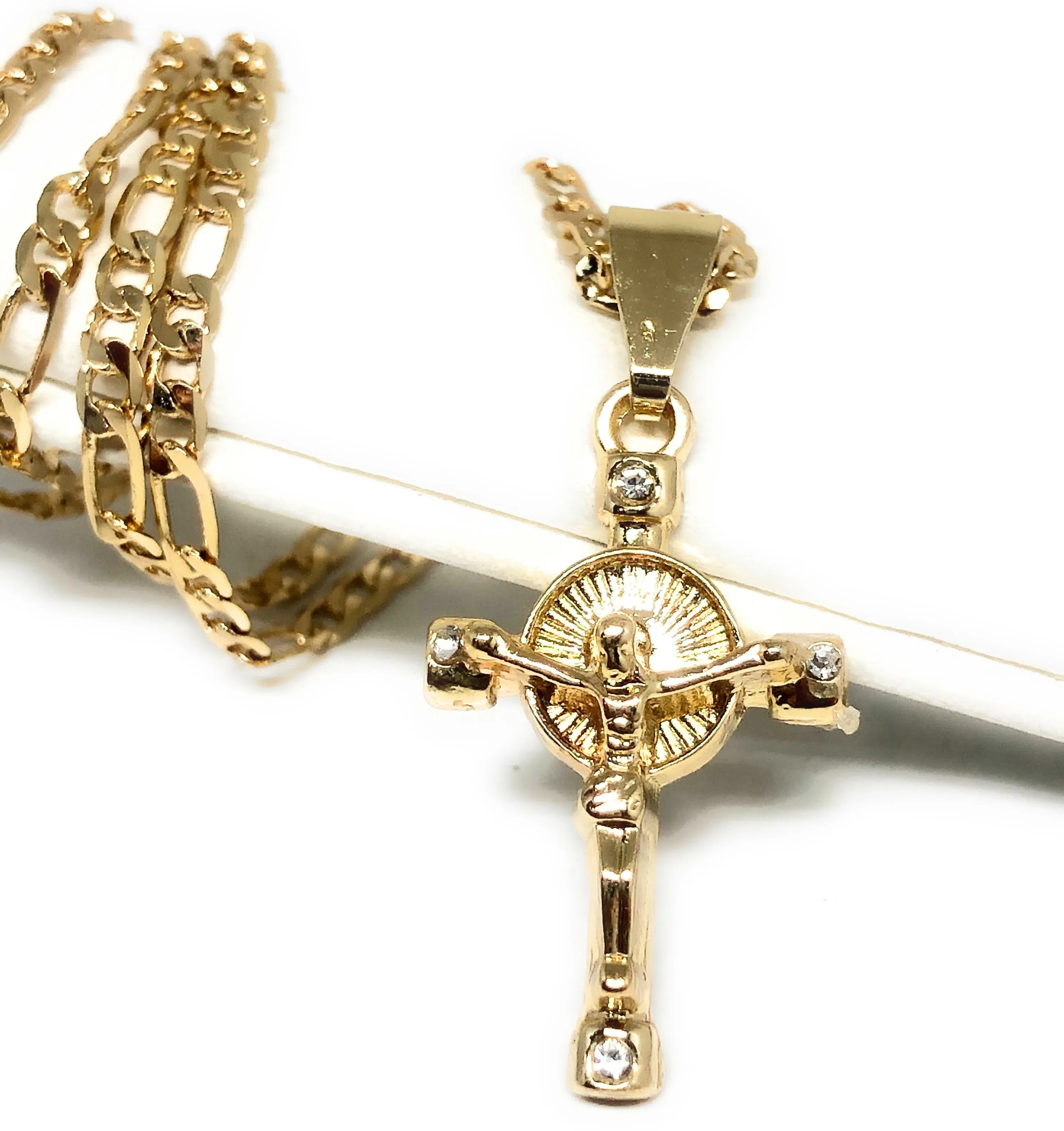 Kids Gold Plated Cross Crucifix Pendant Necklace