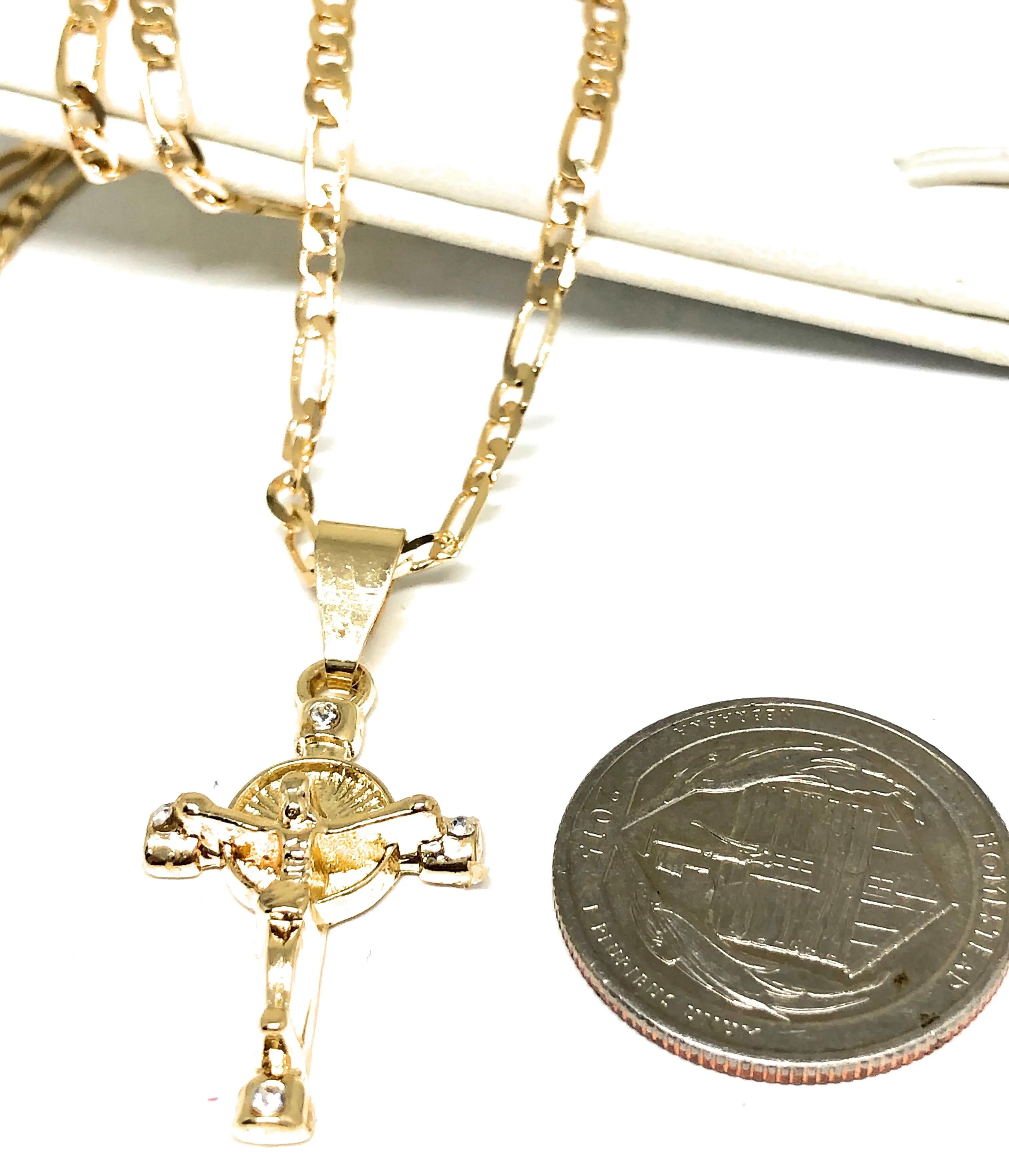 Kids Gold Plated Cross Crucifix Pendant Necklace