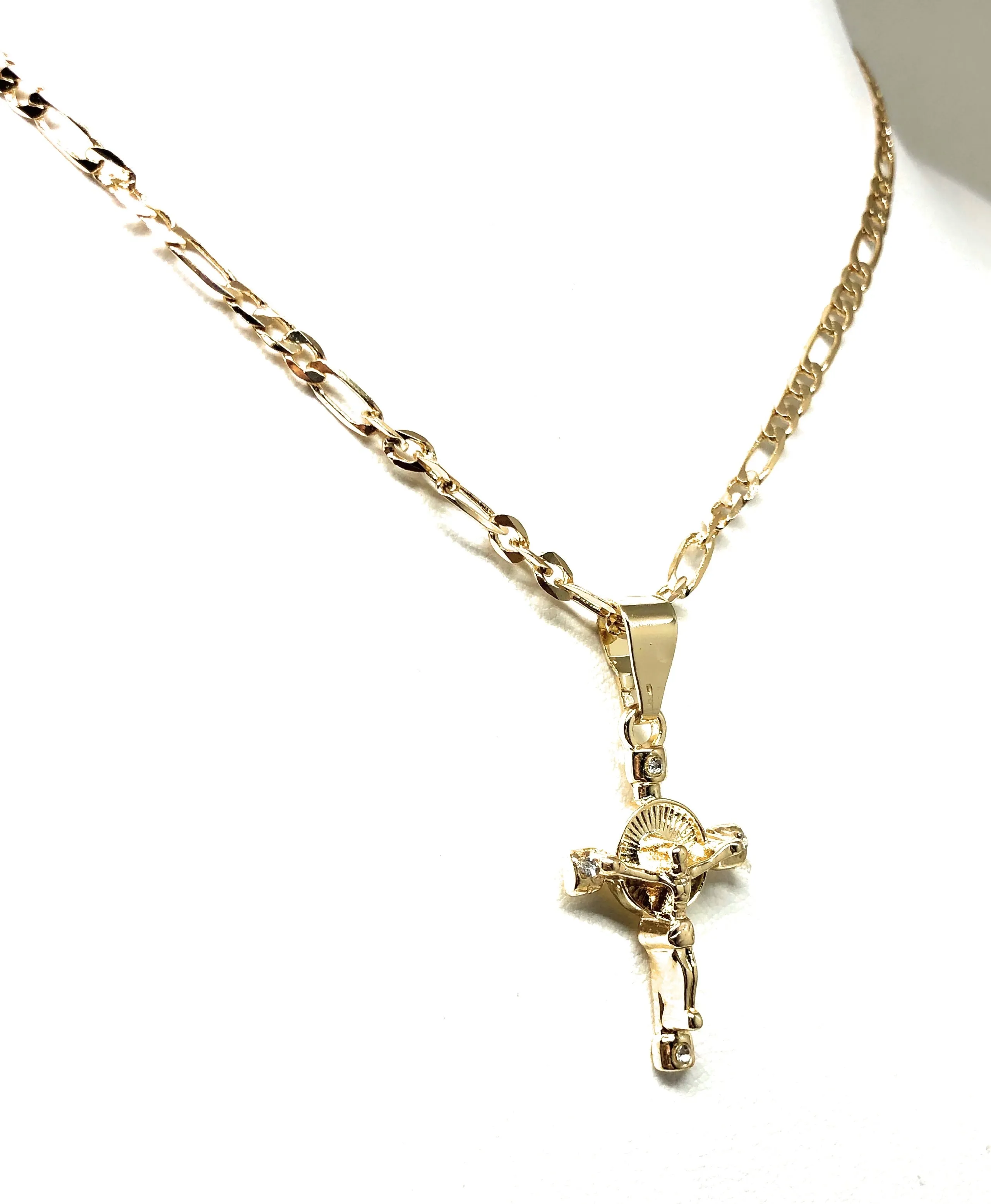 Kids Gold Plated Cross Crucifix Pendant Necklace