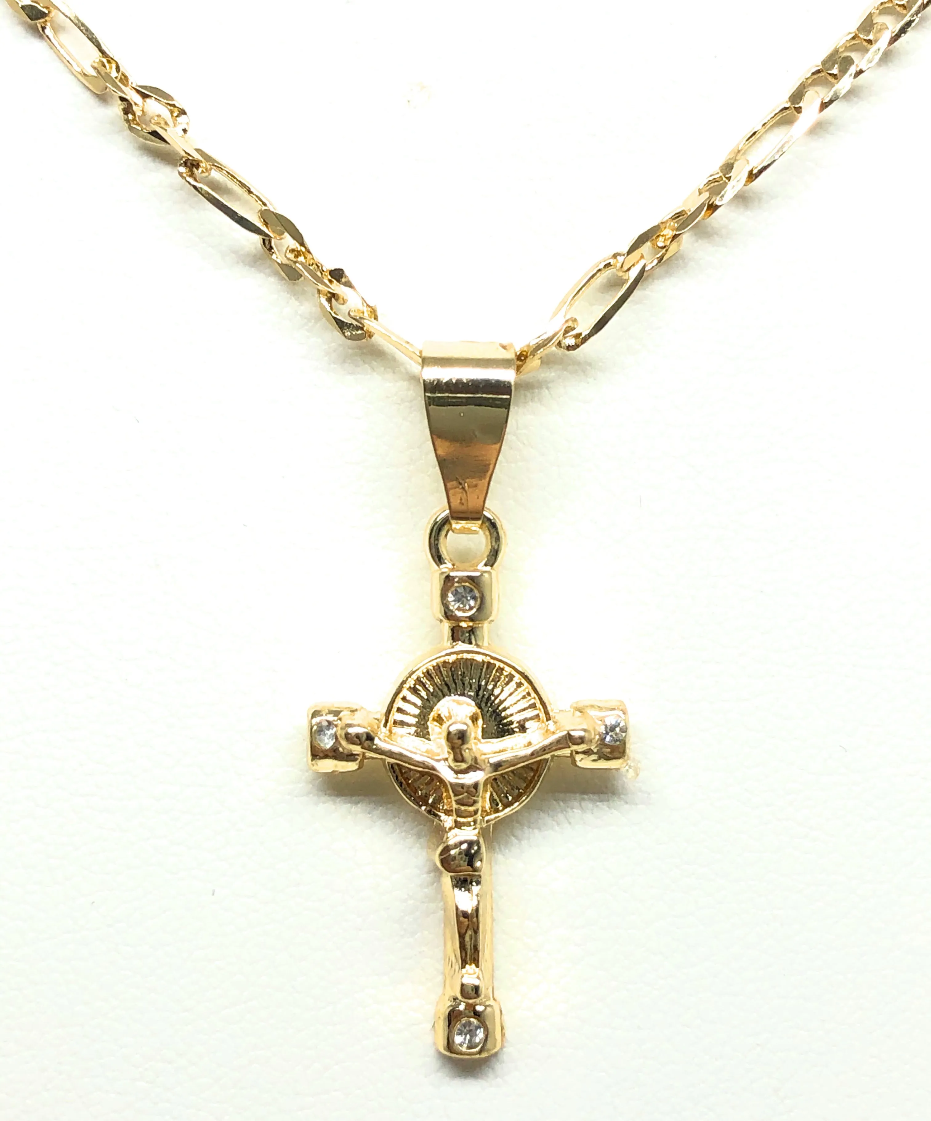 Kids Gold Plated Cross Crucifix Pendant Necklace