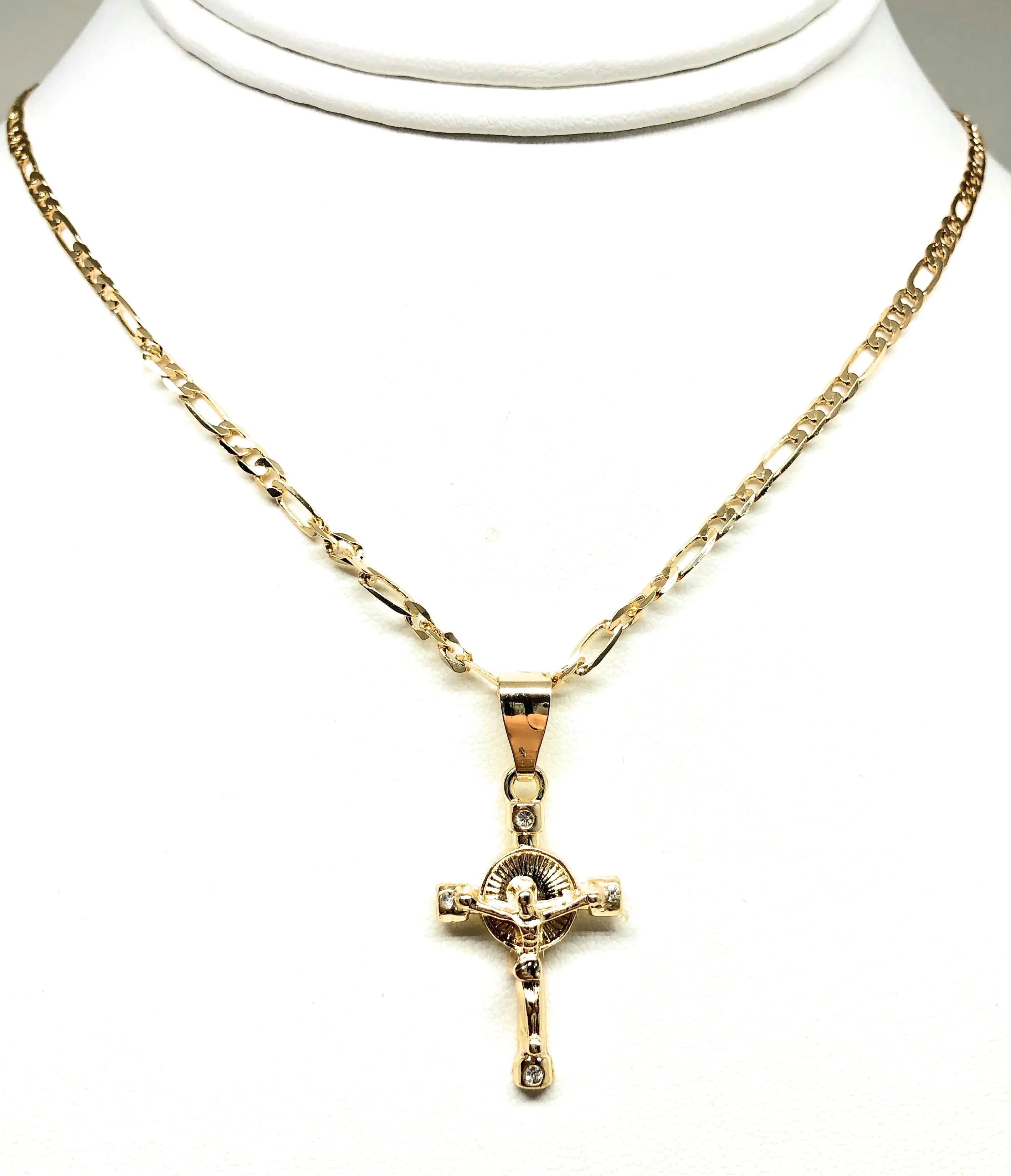 Kids Gold Plated Cross Crucifix Pendant Necklace