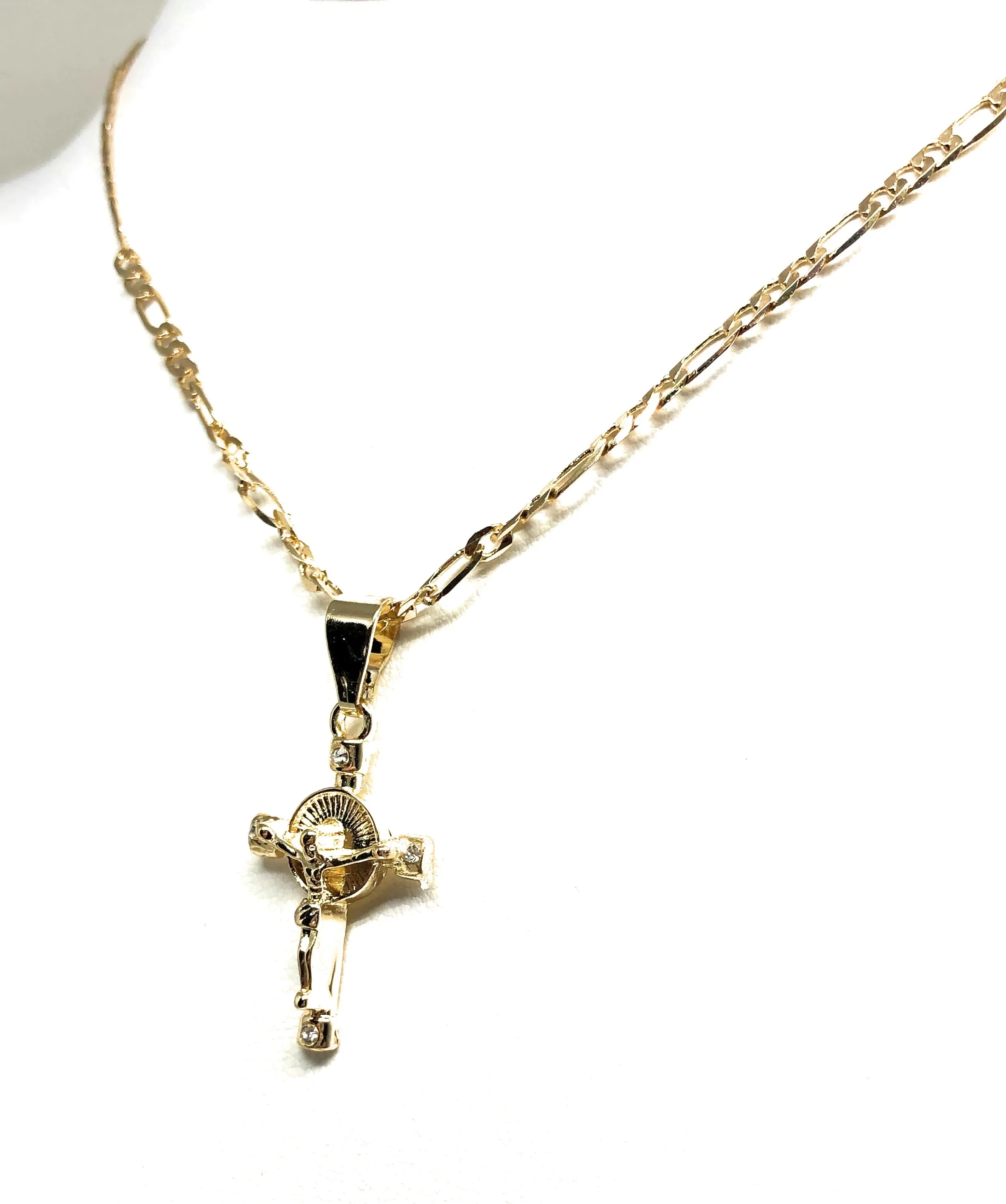 Kids Gold Plated Cross Crucifix Pendant Necklace