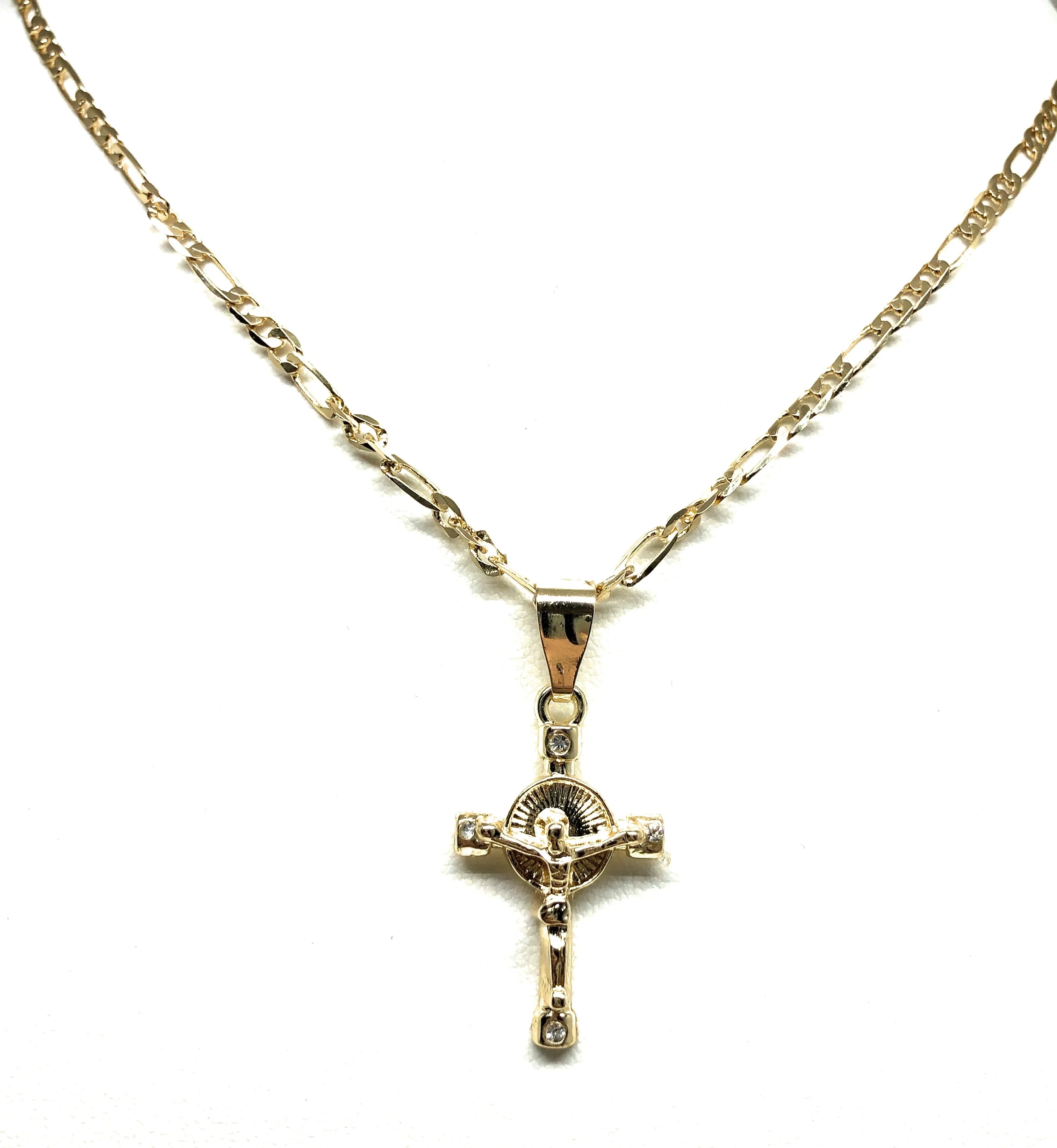 Kids Gold Plated Cross Crucifix Pendant Necklace