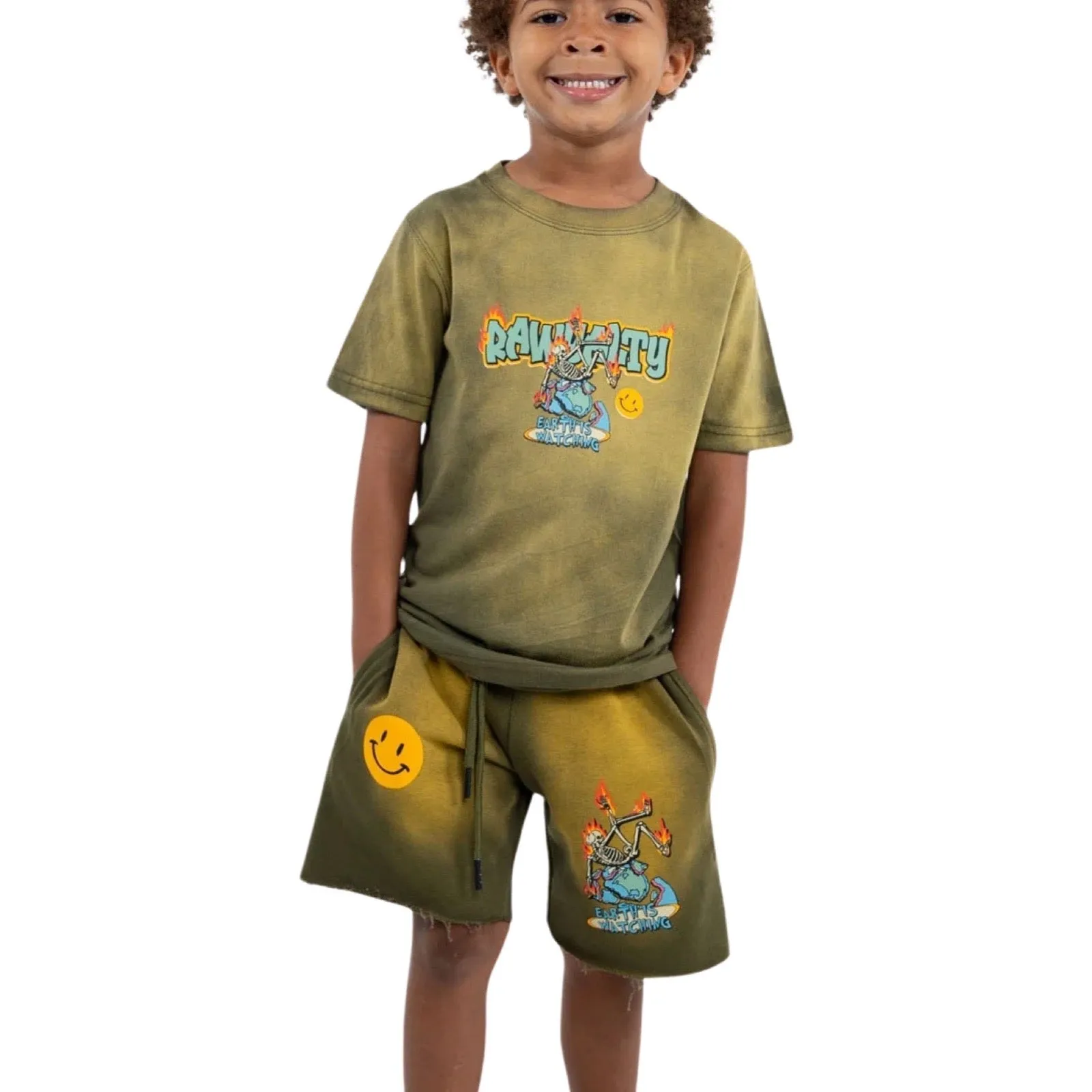 Kids Earth Olive Short Set