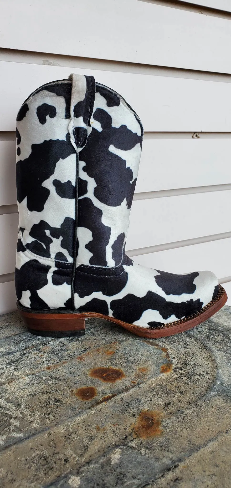 Kids Faux Cow Hide Print Tanner Mark Boots