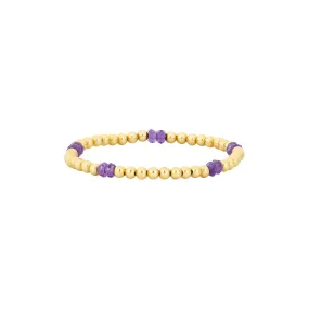 Kids Gold Bracelet with Amethyst Design