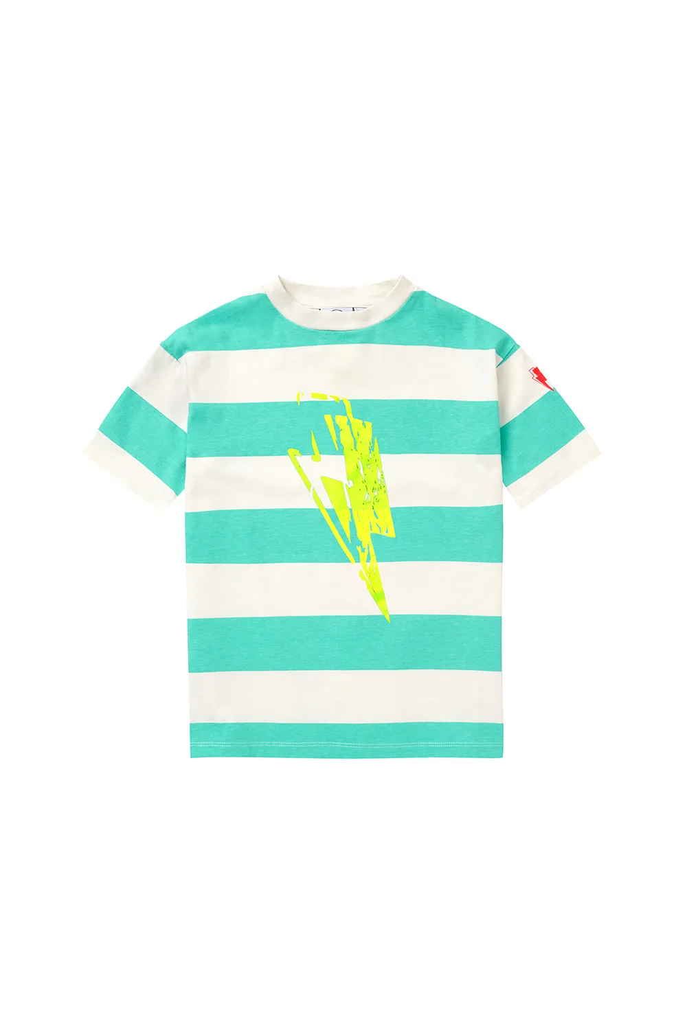 Kids Green and White Stripe with Yellow Bolt Oversized T-Shirt