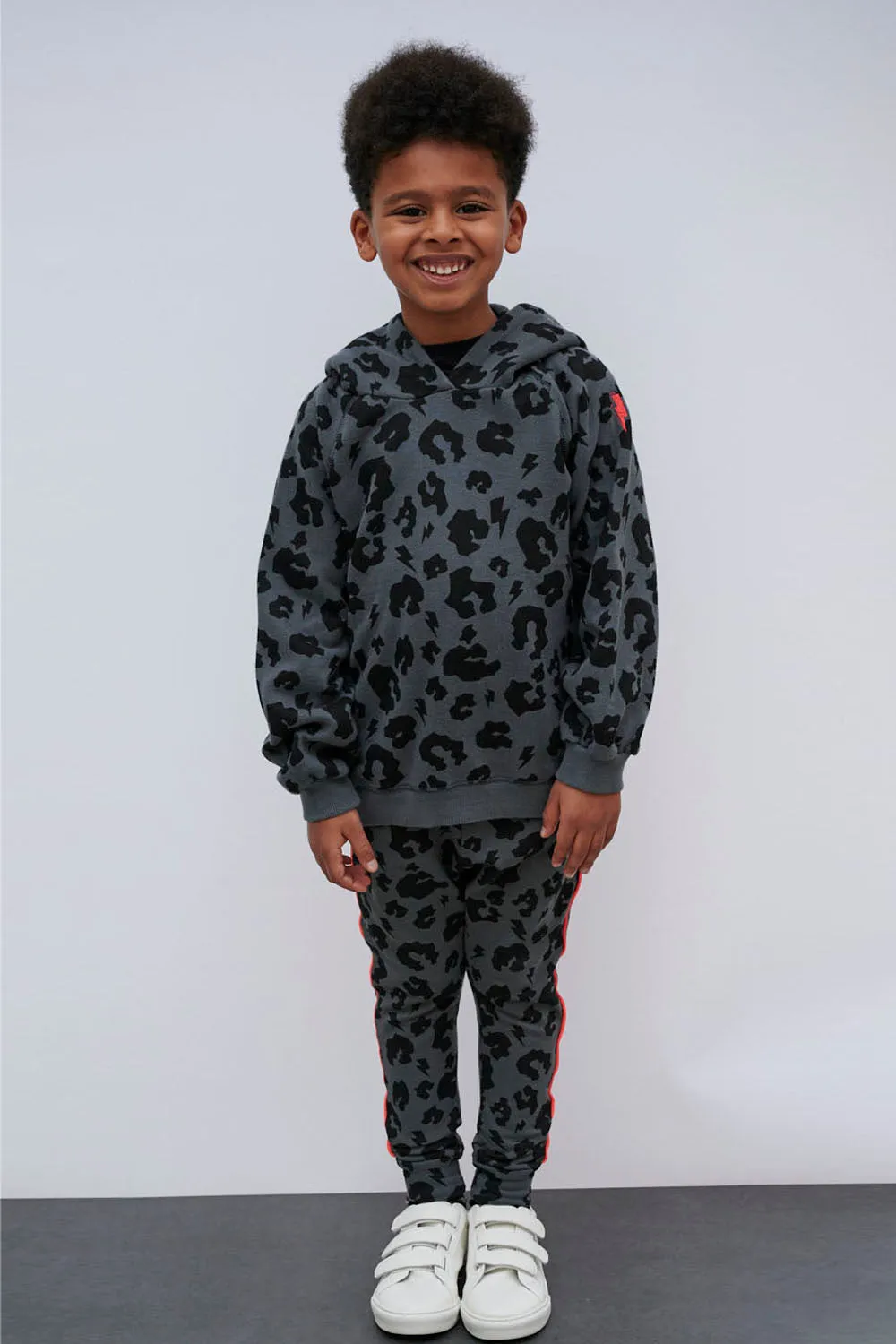 Kids Grey Leopard Joggers