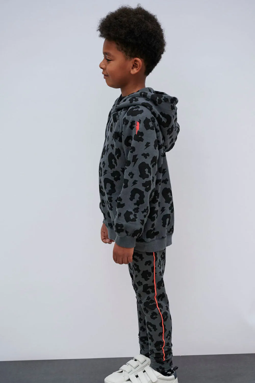 Kids Grey Leopard Joggers