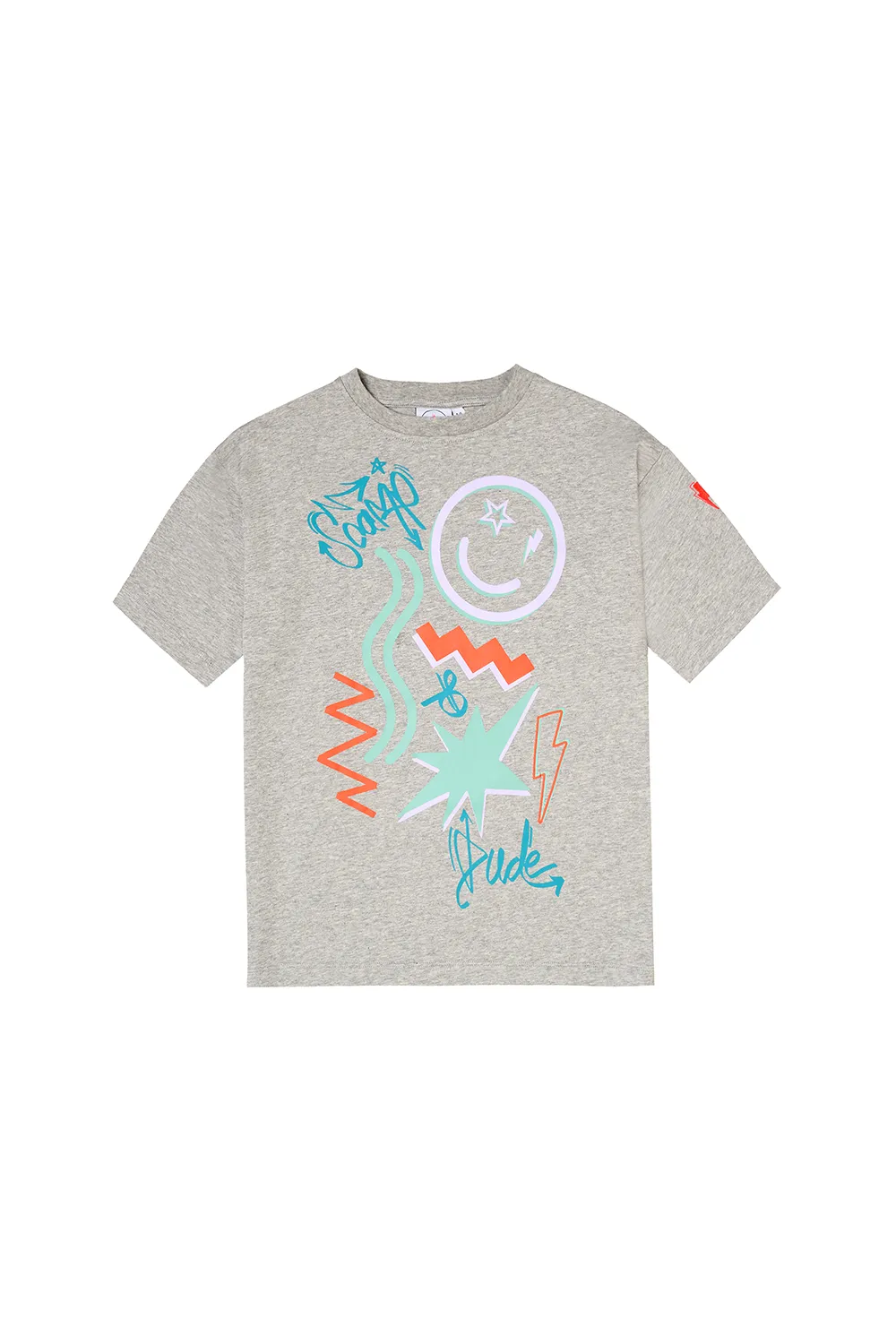 Kids Grey Marl Graffiti Print Oversized T-Shirt