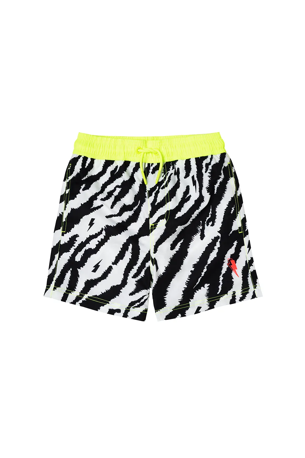 Kids Ivory with Black Shadow Tiger Swim Shorts