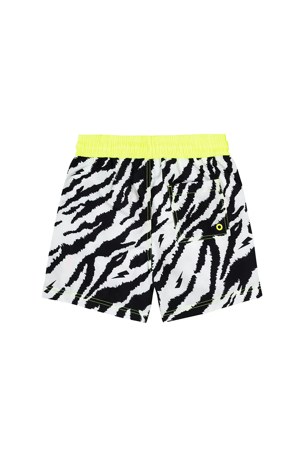 Kids Ivory with Black Shadow Tiger Swim Shorts