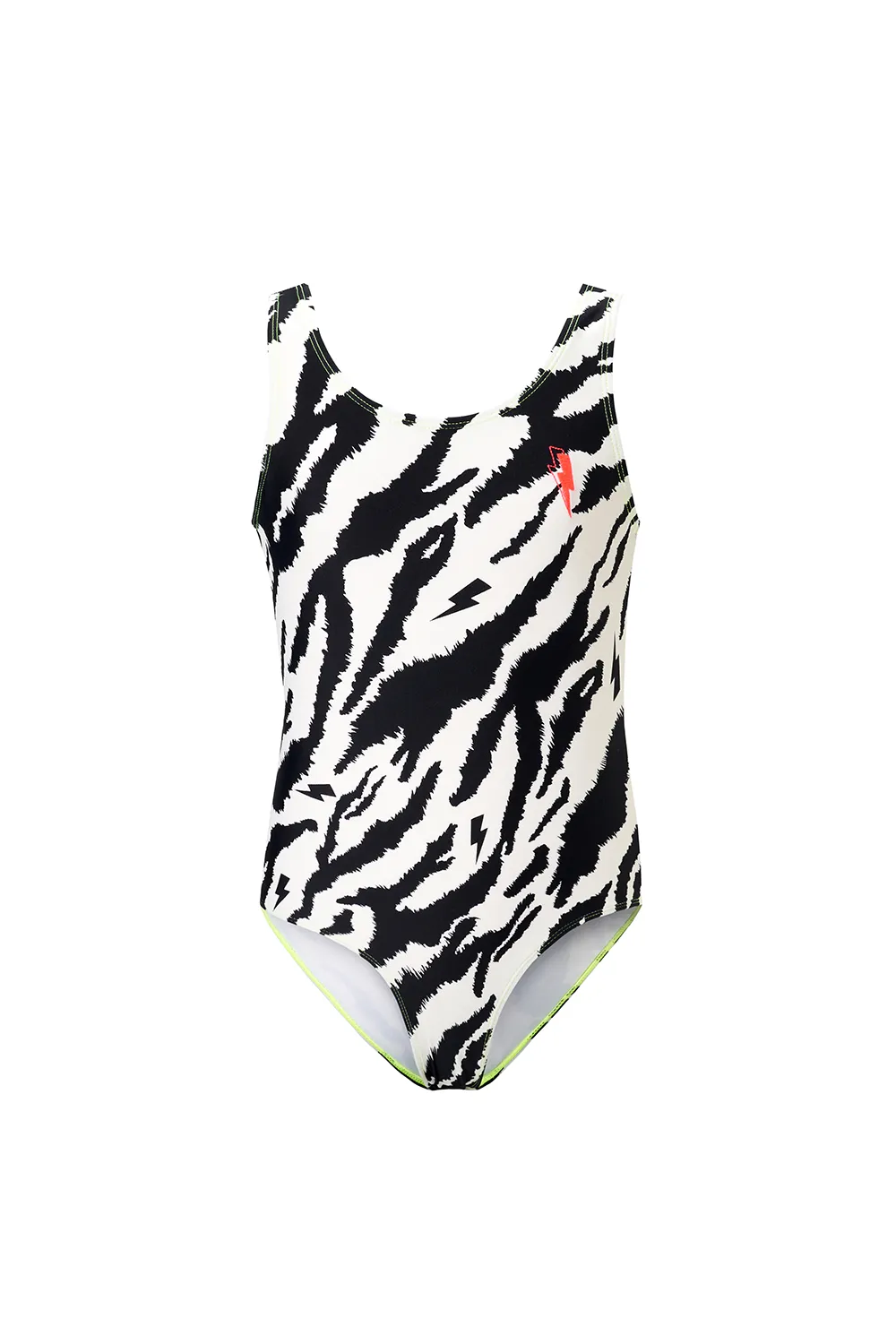 Kids Ivory with Black Shadow Tiger Swimsuit