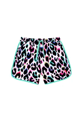 Kids Ivory with Rainbow Shadow Leopard Shorts