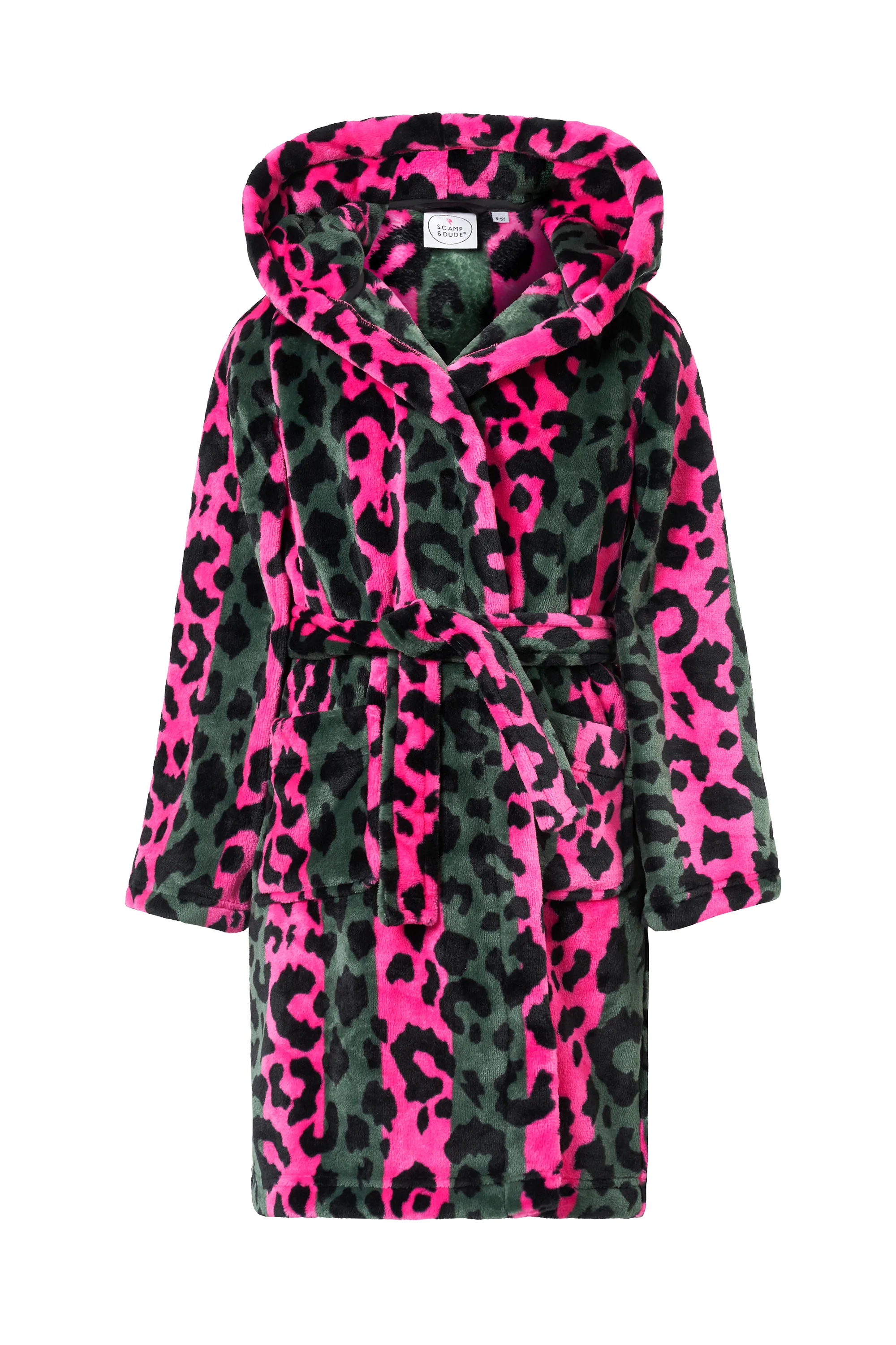 Kids Khaki with Pink Stripe and Leopard Dressing Gown